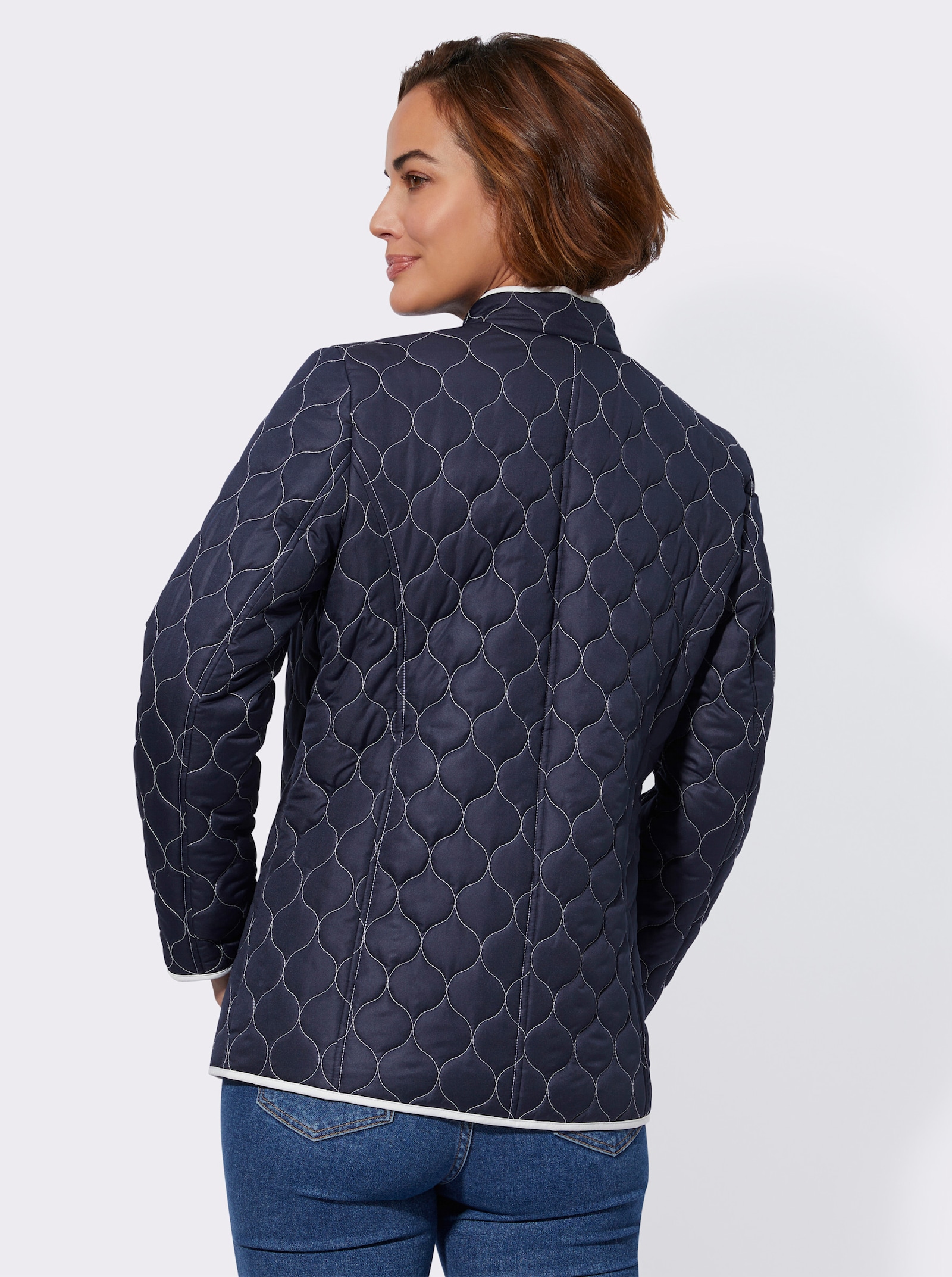 Steppjacke mit Kontrastpaspelierung - marine