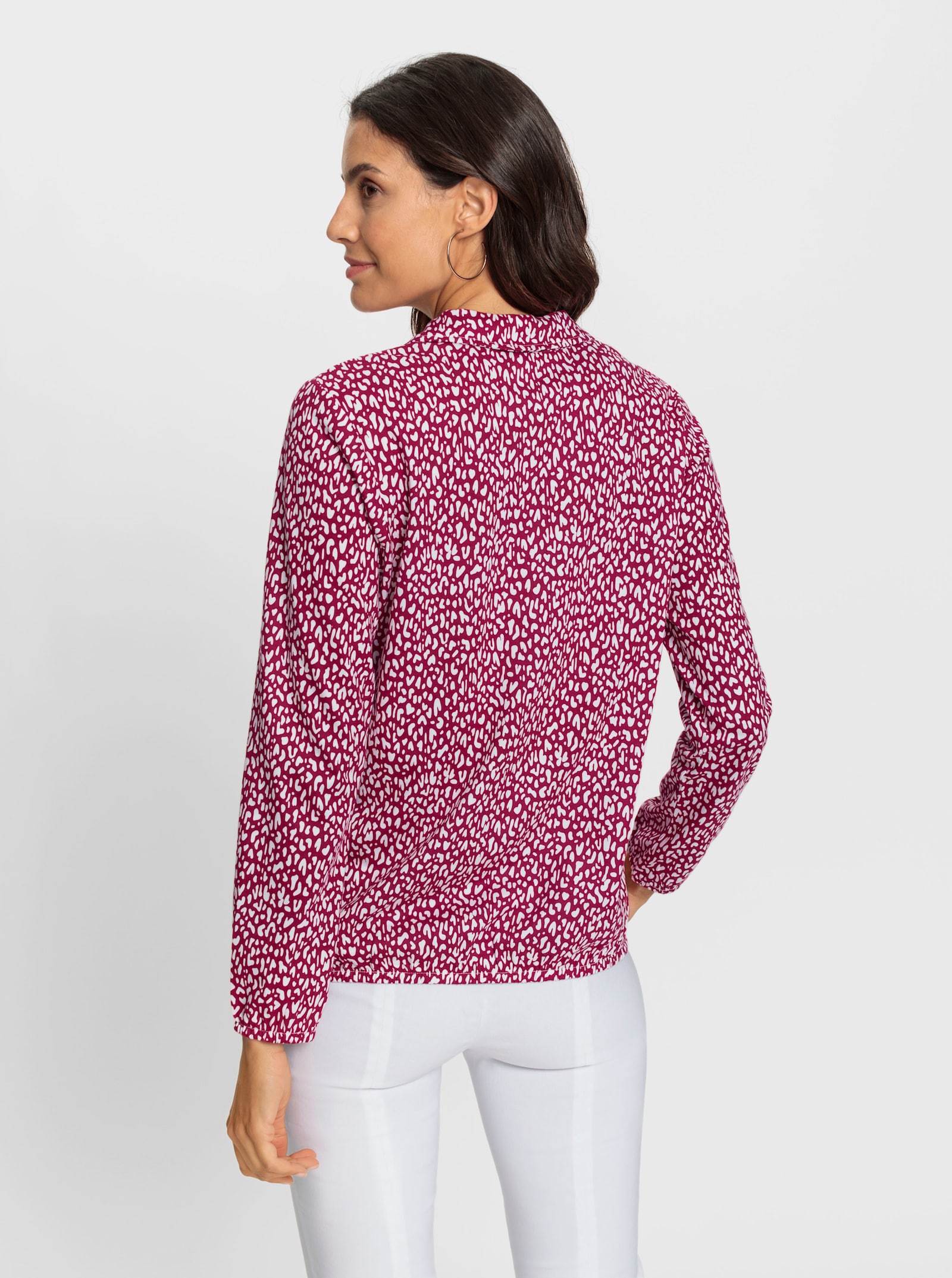 Langarmshirt mit Gummibündchen, bedruckt - kirsche-weiss-bedruckt