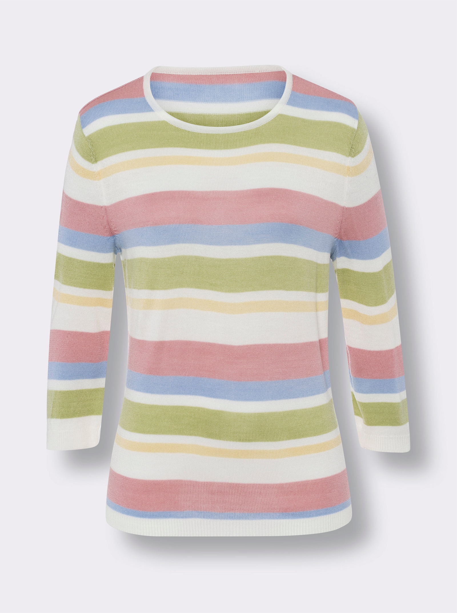 Pulóver s 3/4 ruk.,pruh. vzor - Hortenziovo-svetlobéžová pásikovaná