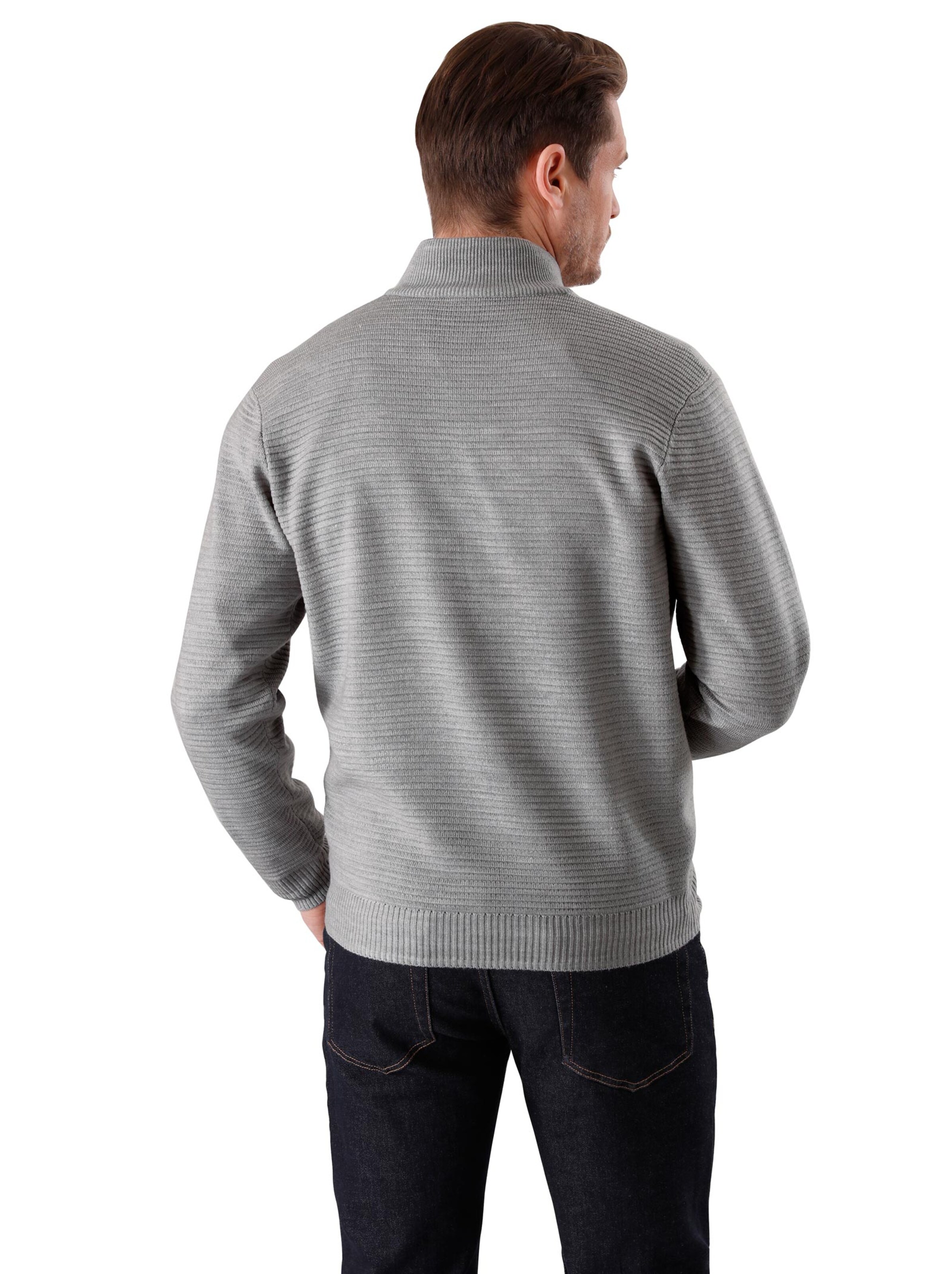 Stehkragen-Pullover - hellgrau-meliert