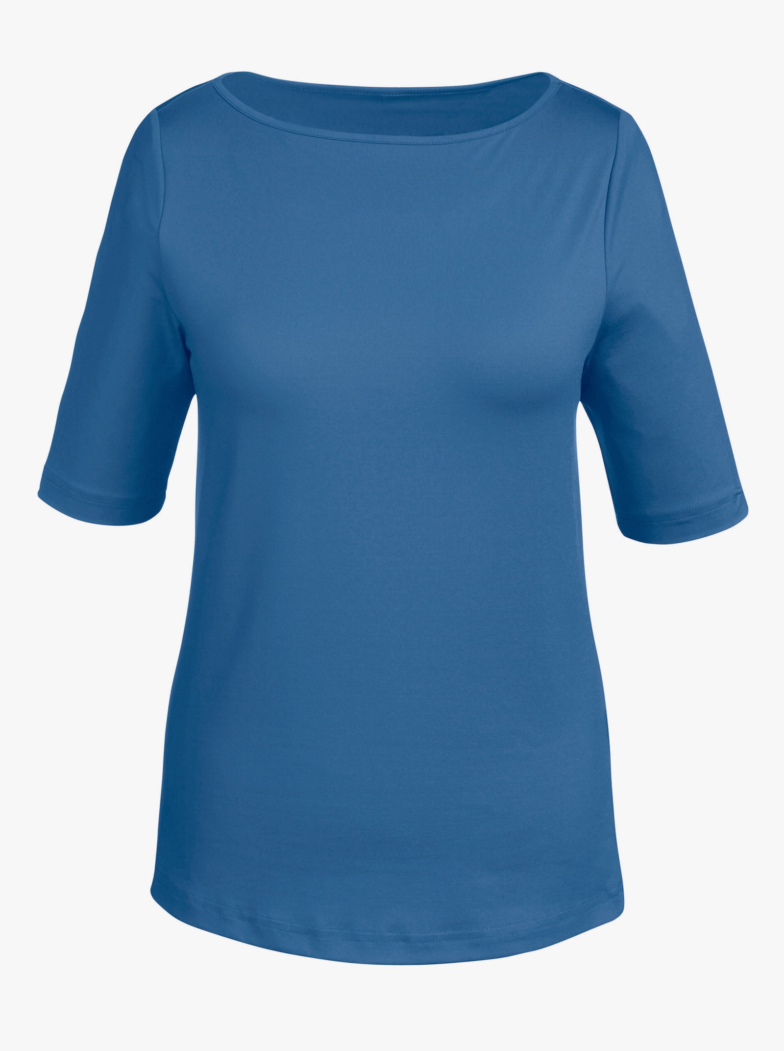T-Shirt mit U-Boot-Ausschnitt - blau