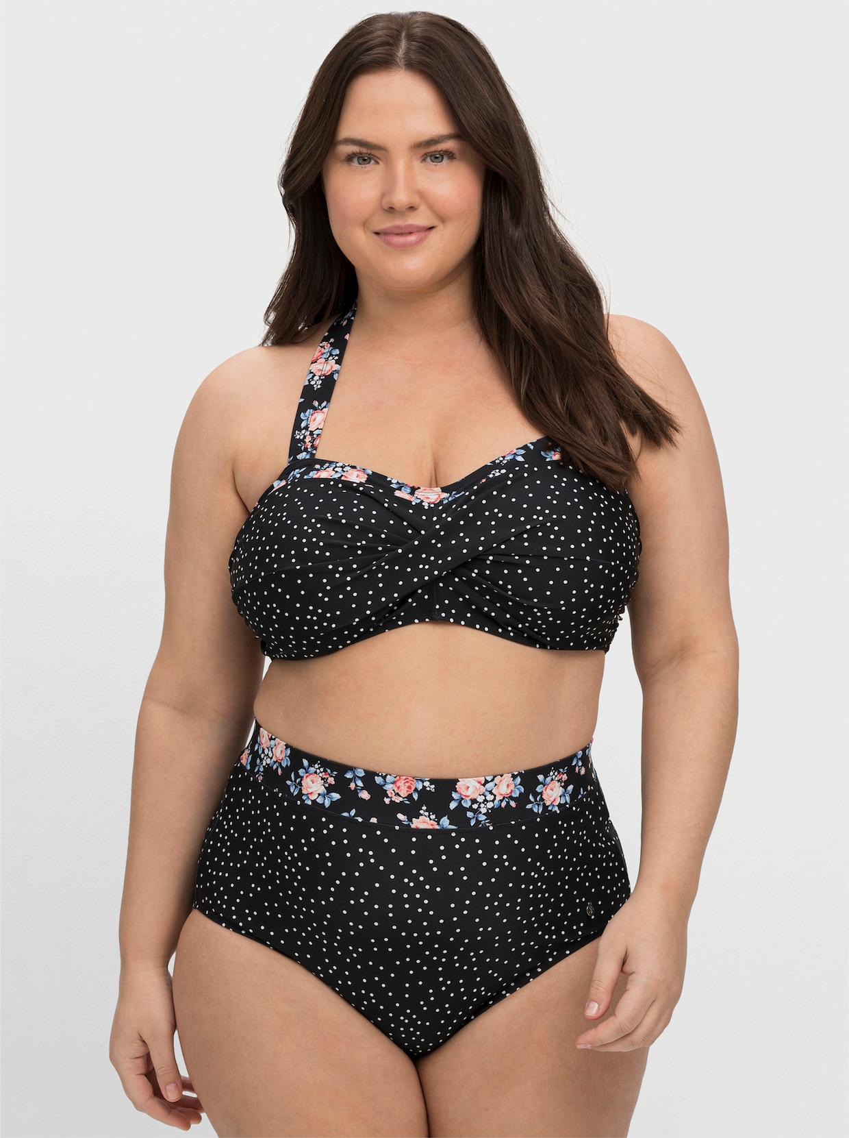 sheego Bikini-Hose - schwarz gepunktet