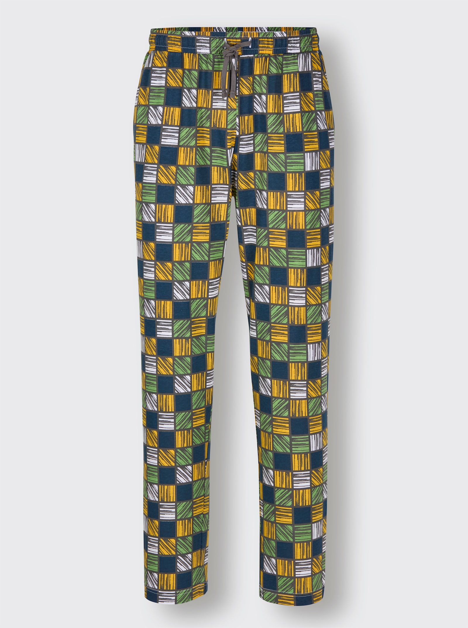 wäschepur men Schlafanzüge - anthrazit + anthrazit-ocker-bedruckt