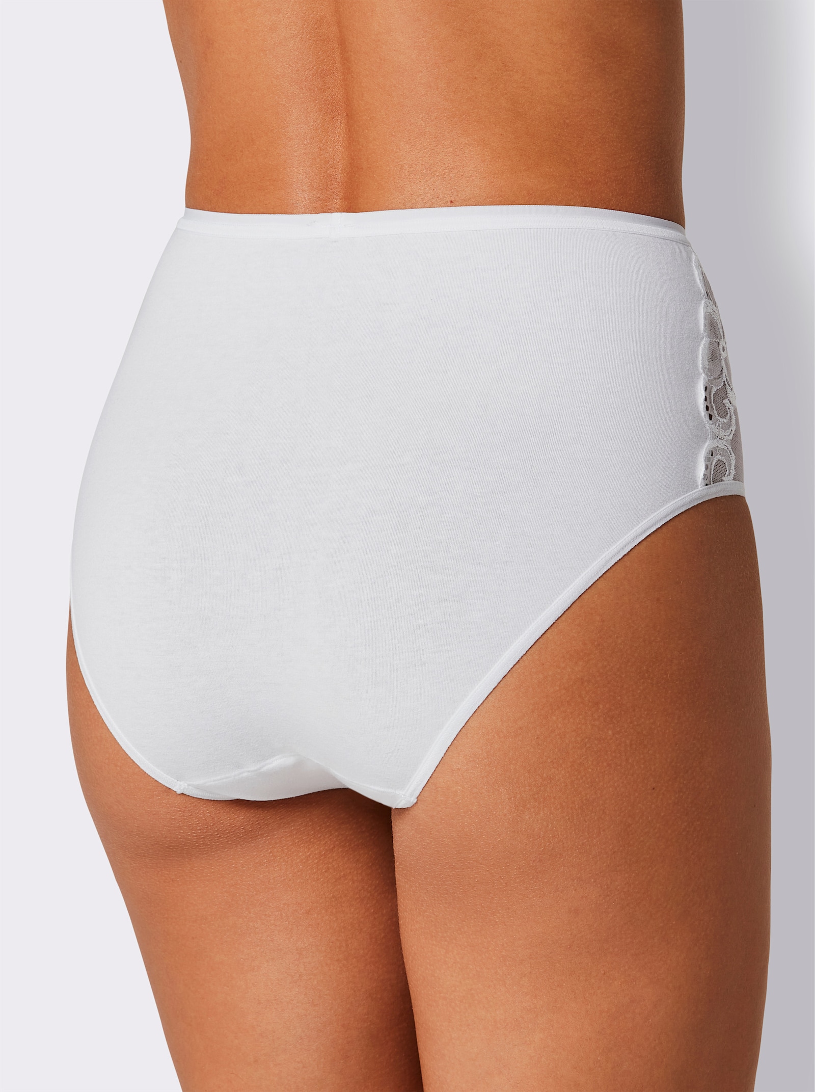 Hüftslip mit transparentem Spitzeneinsatz - weiß