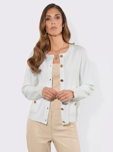 Strickjacke mit integrierten Taschen - ecru