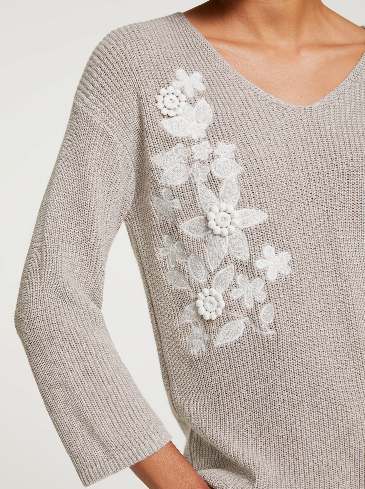 heine Pullover met V-hals - lichtgrijs