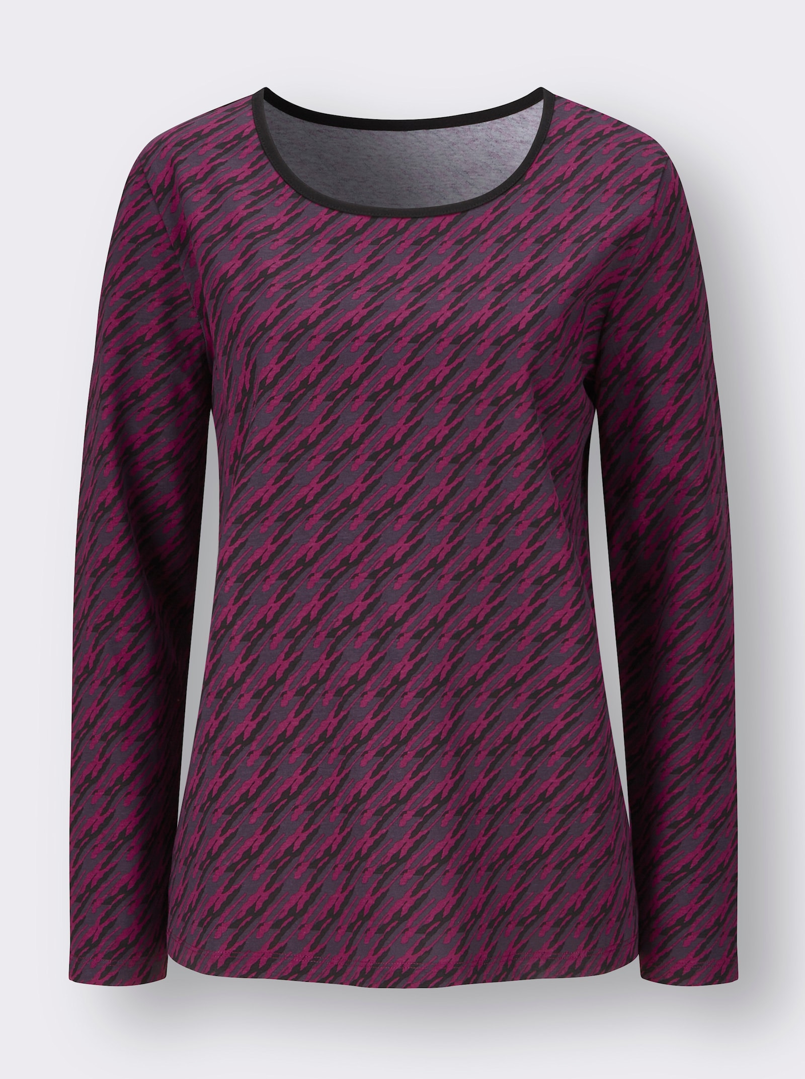 Tričko s dlouhým rukávem s grafickým vzorem - slézová-černá-potisk