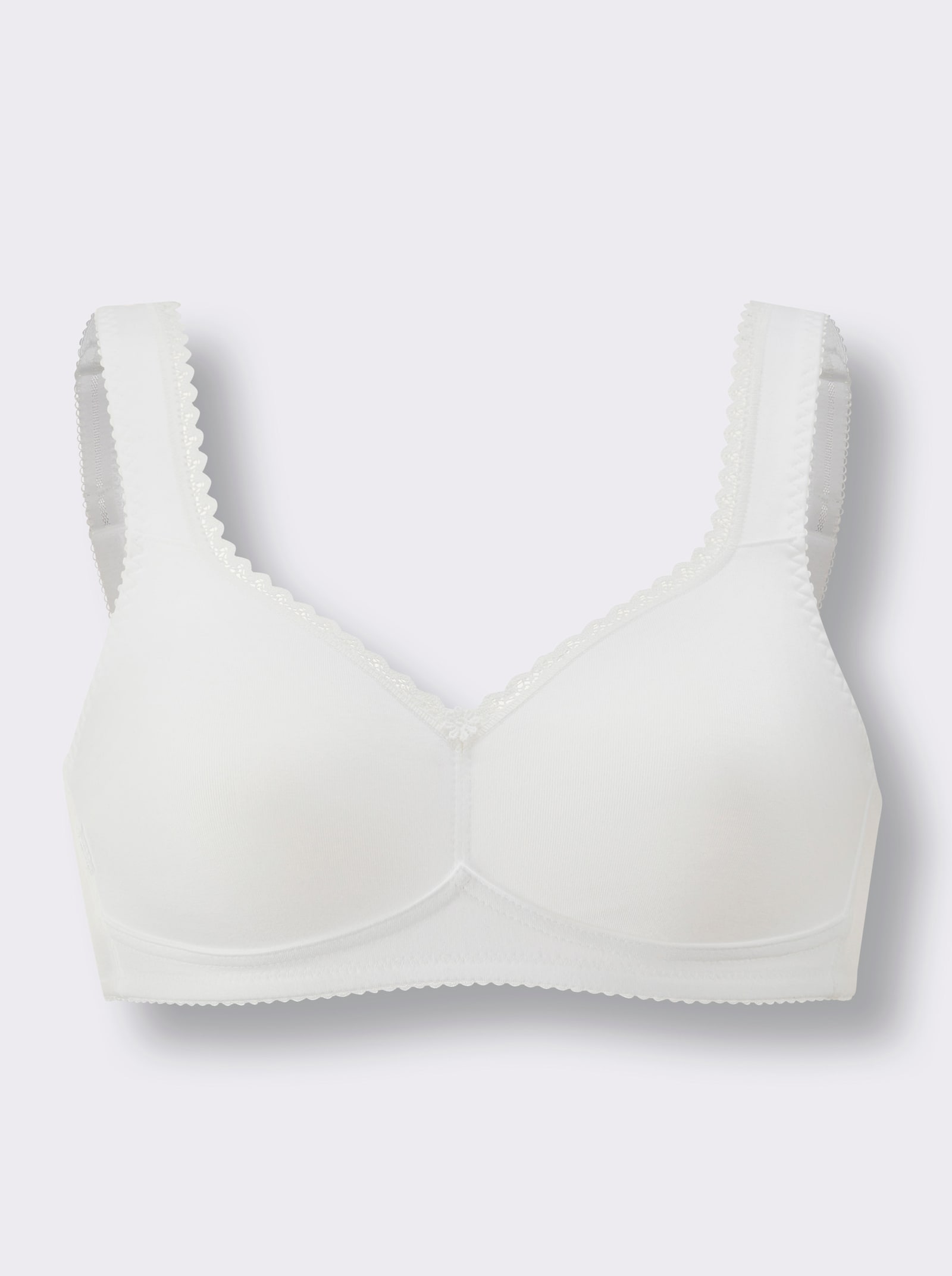 Susa Komfort-BH ohne Bügel mit elastischer Spitzenborte - weiß