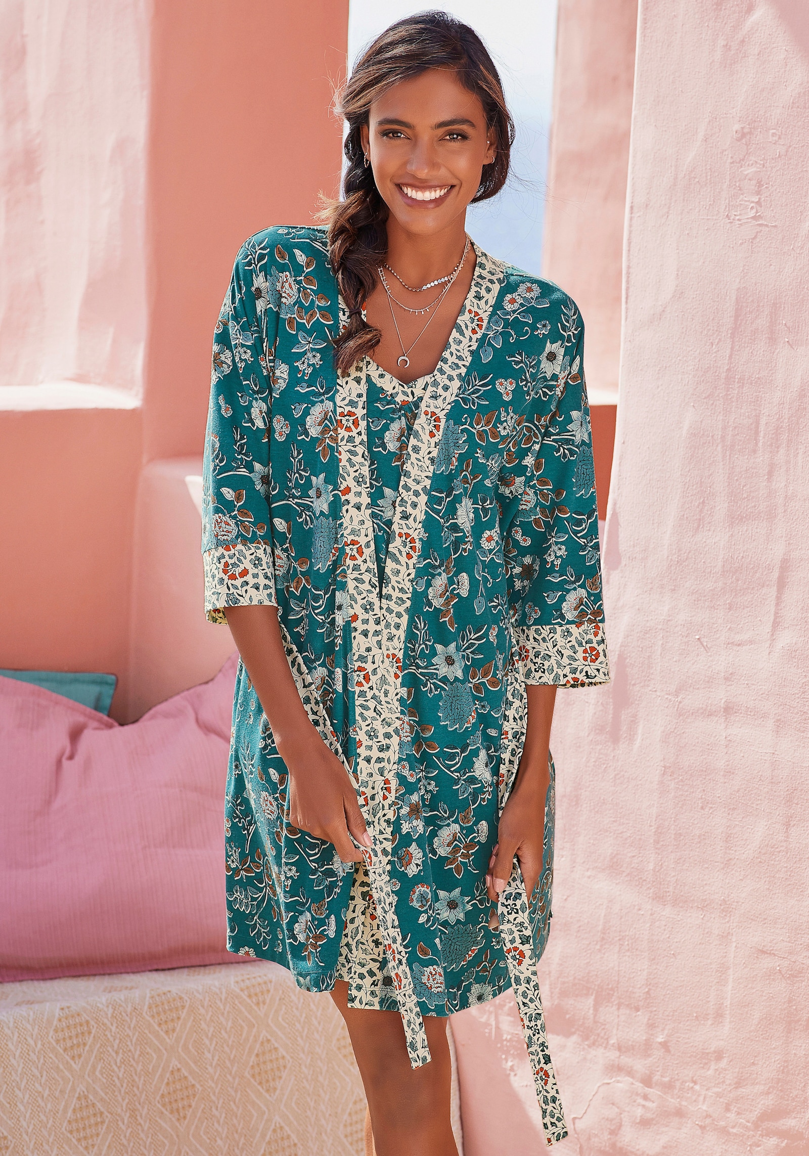 LASCANA Kimono - bleu fumée-écru