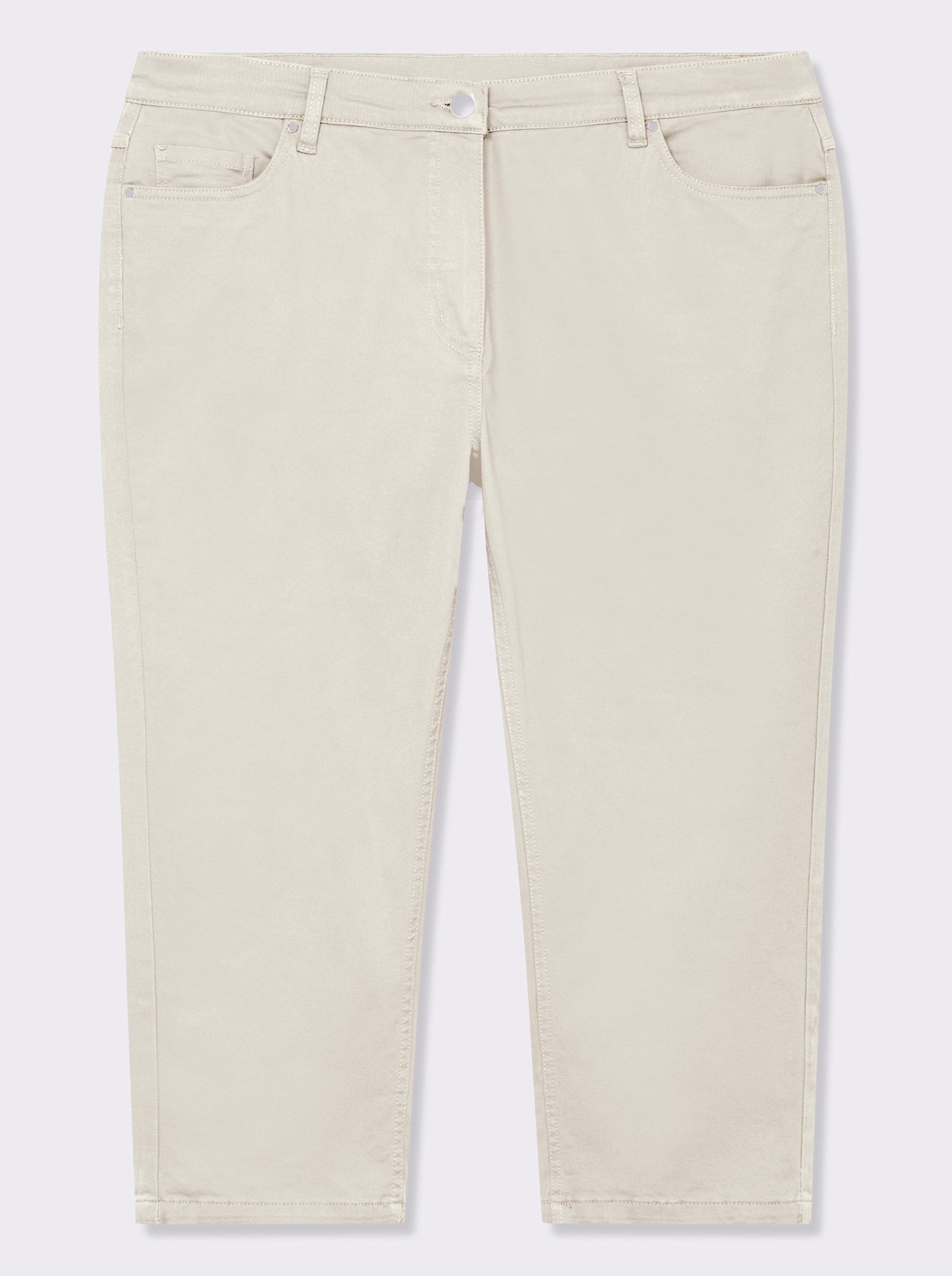 3/4-Jeans mit Bändchen-Verzierung - weiß