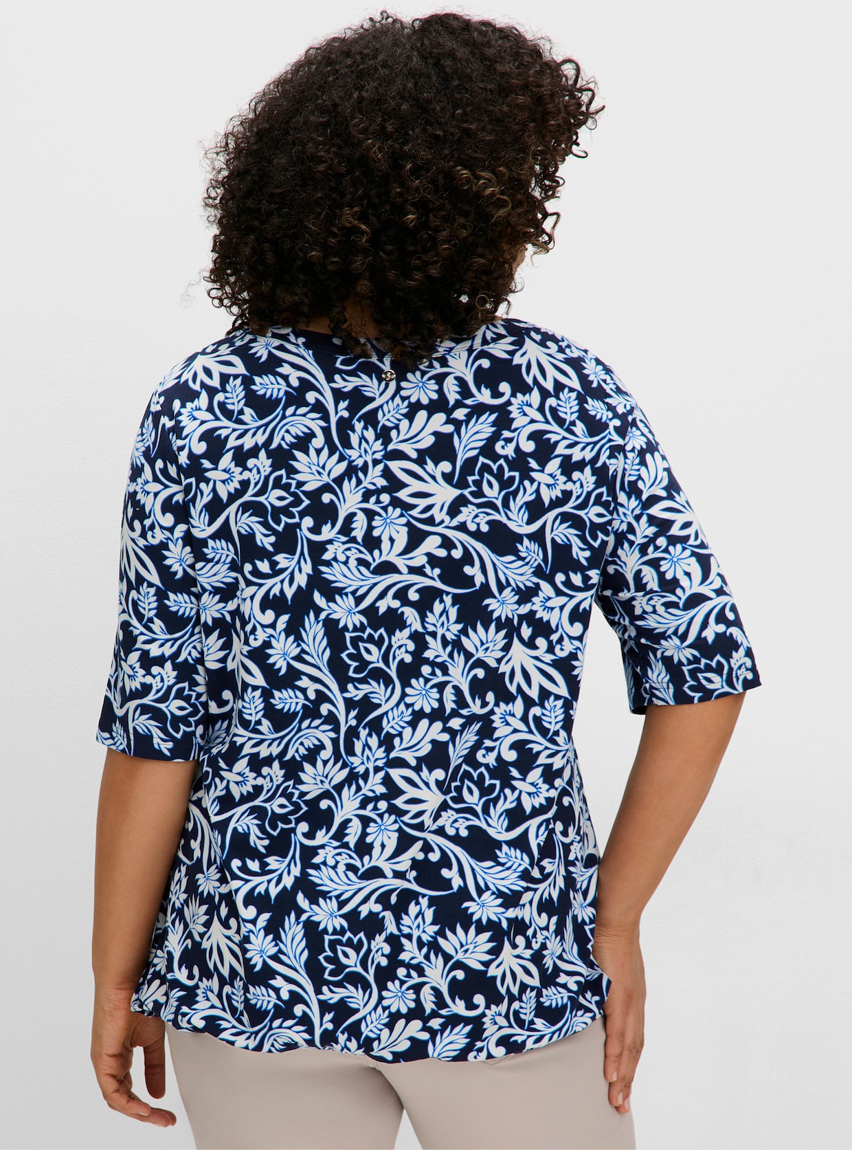 sheego Shirt - diepblauw gedessineerd