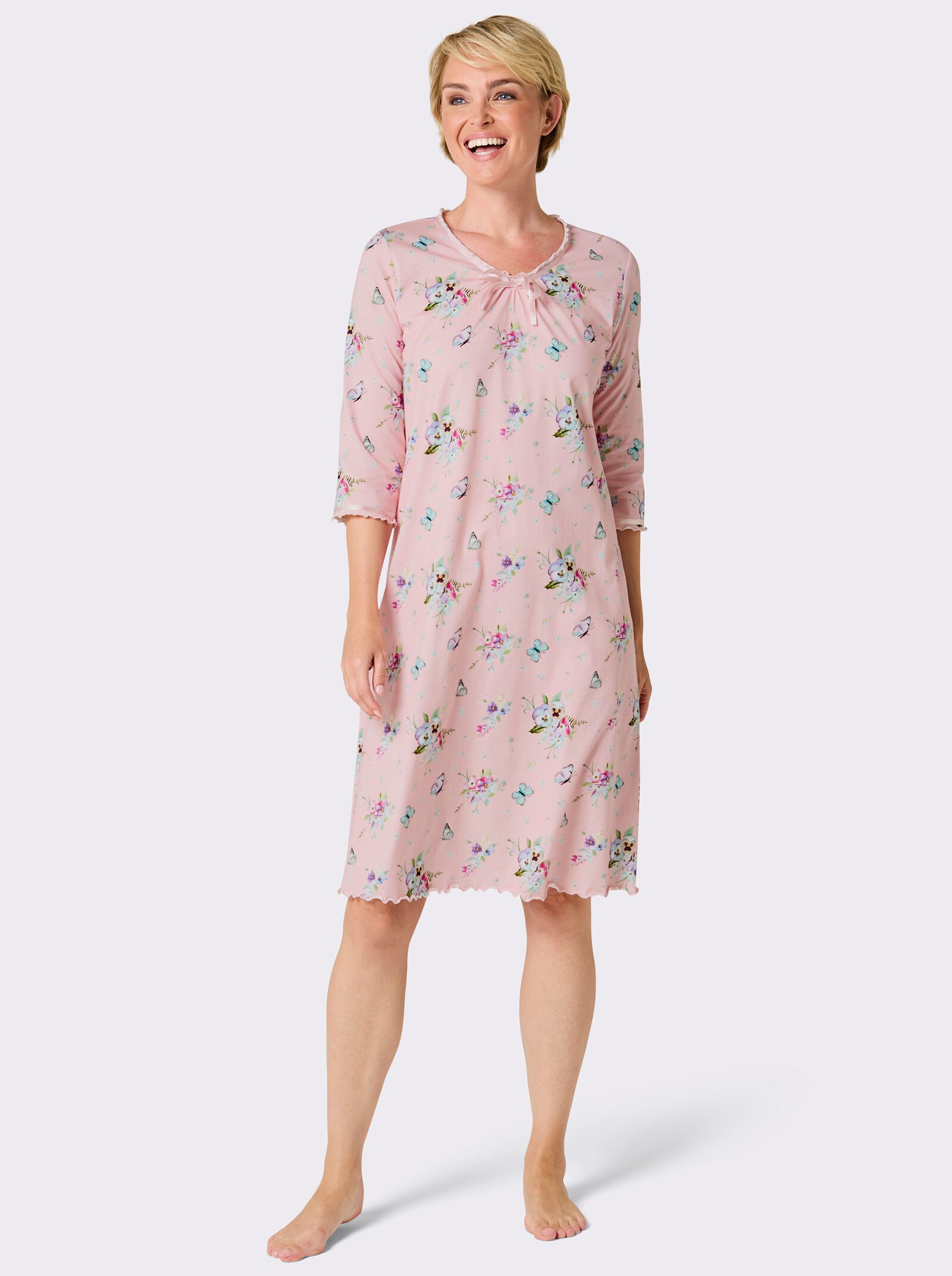 wäschepur Nachthemd - lichtroze bedrukt