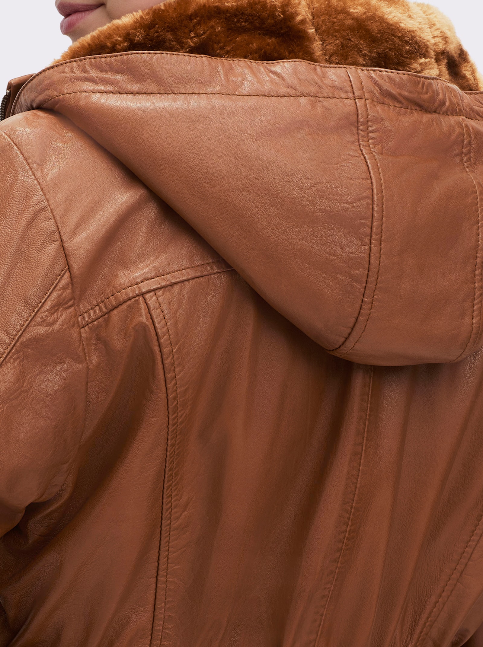 Mainpol Lederjacke aus Lammnappa - cognac
