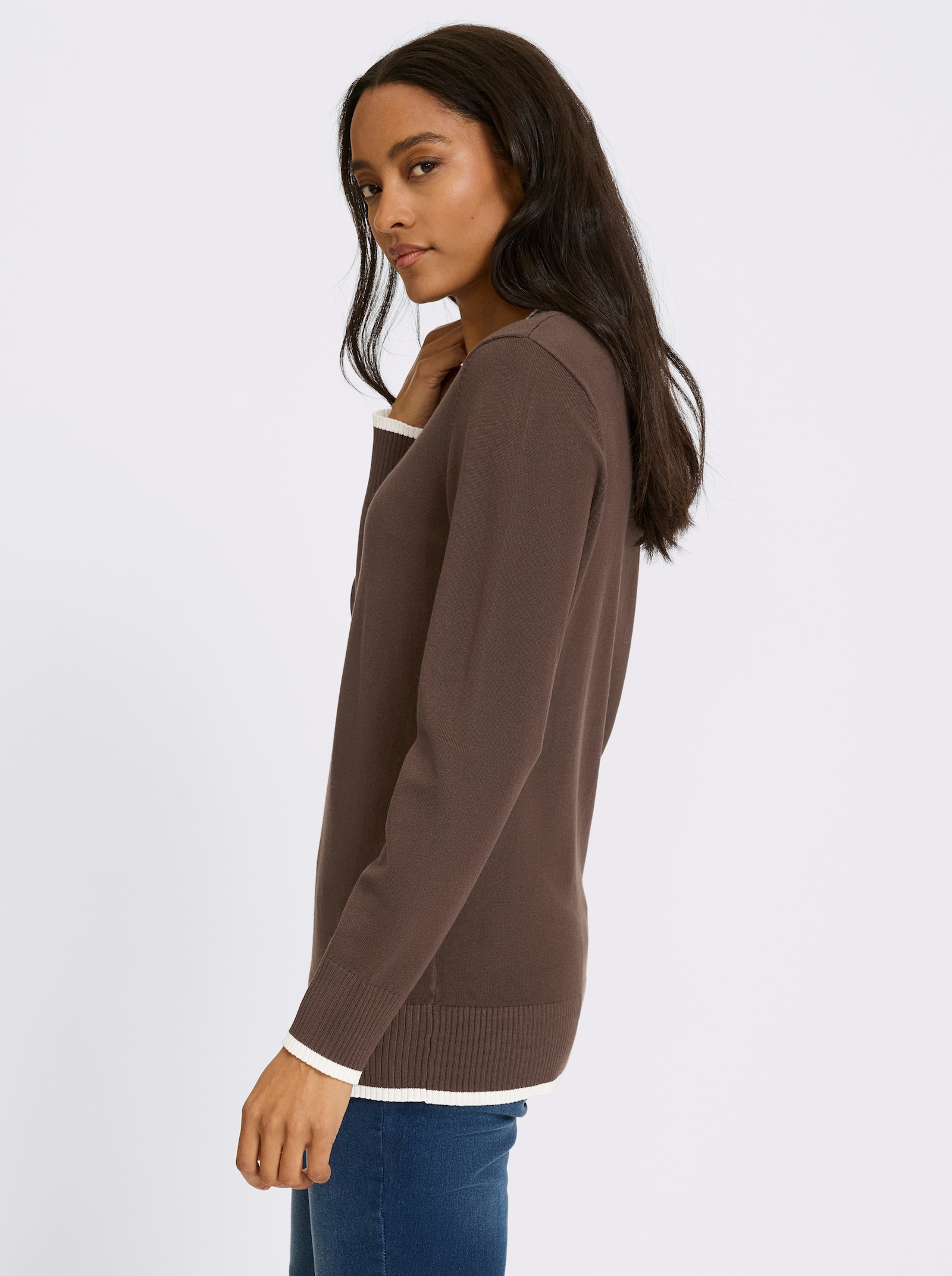 heine Pull en tricot fin - chocolat