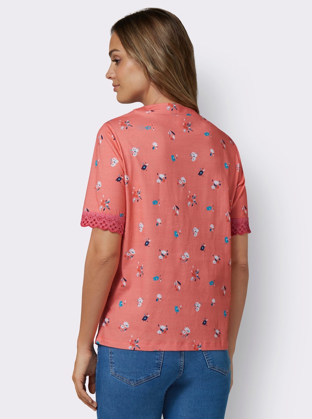 Kurzarm-Shirt - flamingo-dunkelblau-bedruckt