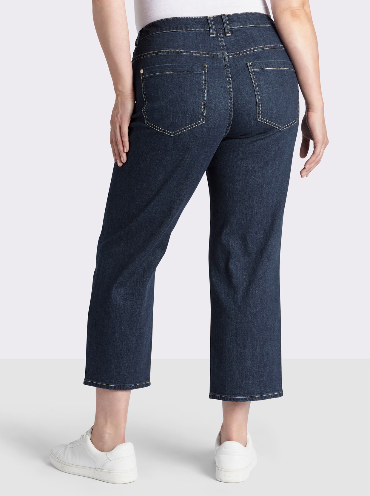 sheego Jean longueur cheville avec coulisse et cordon - bleu foncé