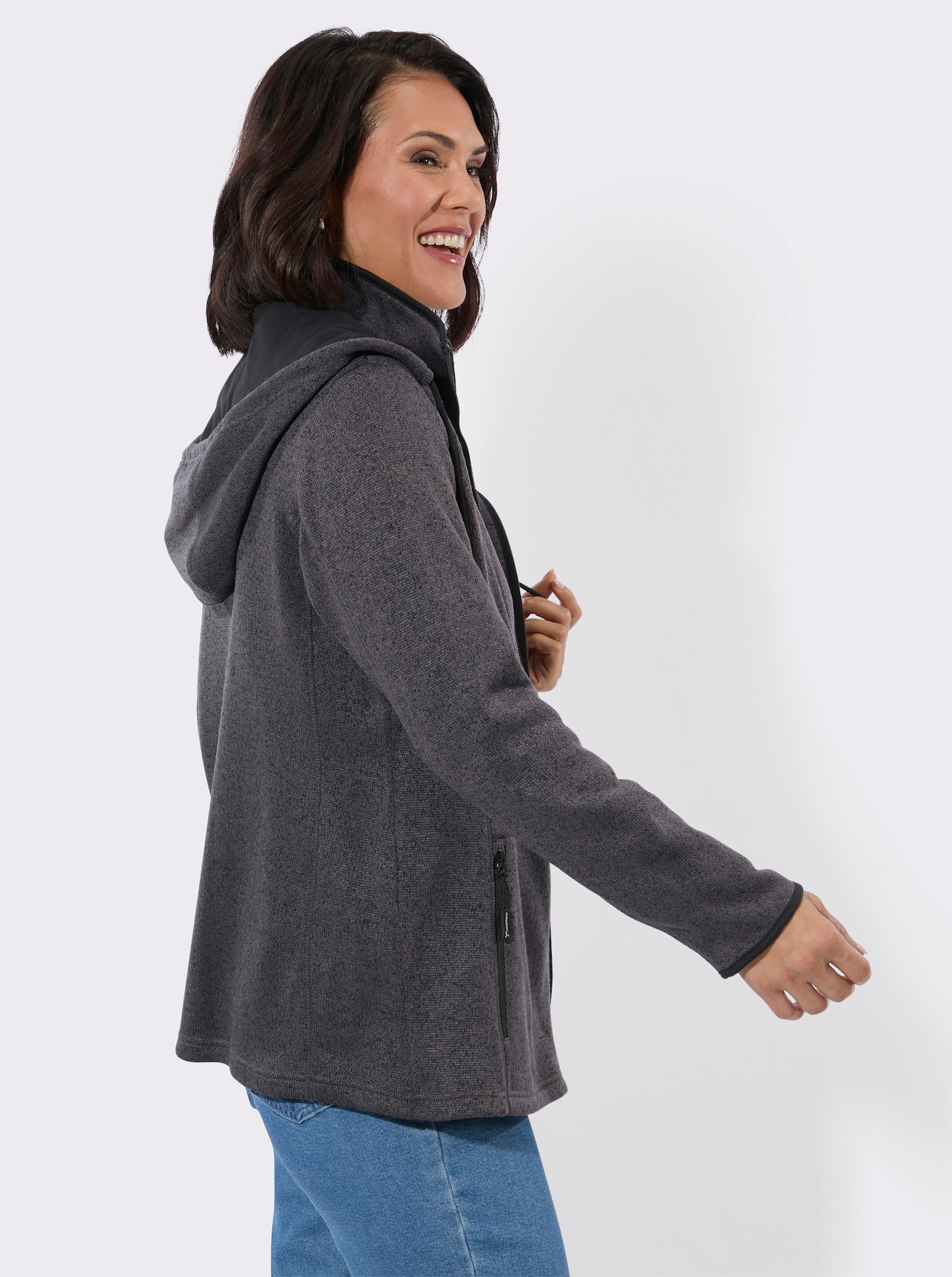 Fleecejacke mit Antipilling-Ausrüstung - anthrazit-meliert