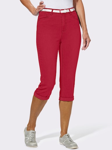 Caprijeans inklusive Gürtel - rot
