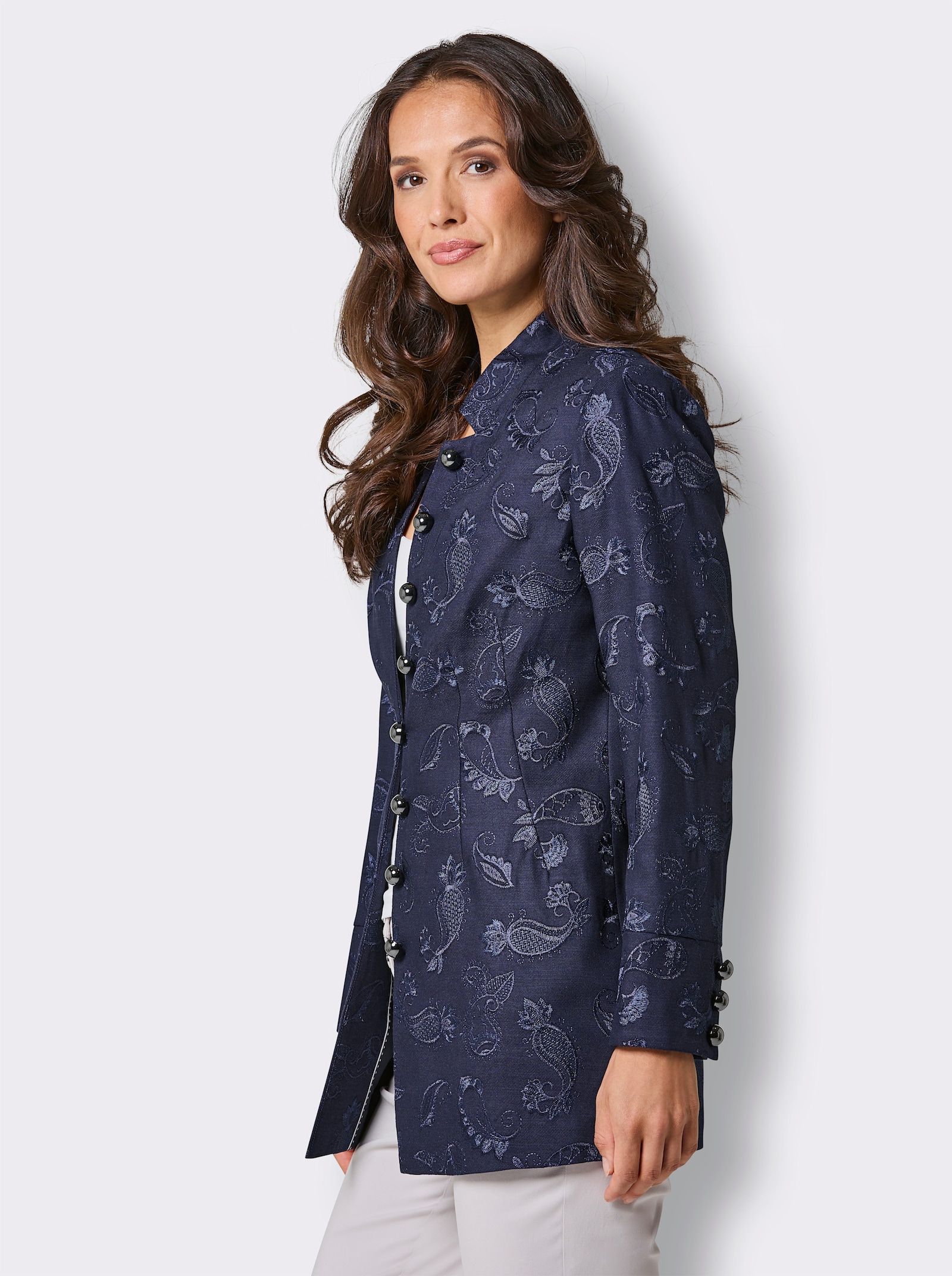 CREATION L PREMIUM Longblazer mit Paisley-Dessin - marine
