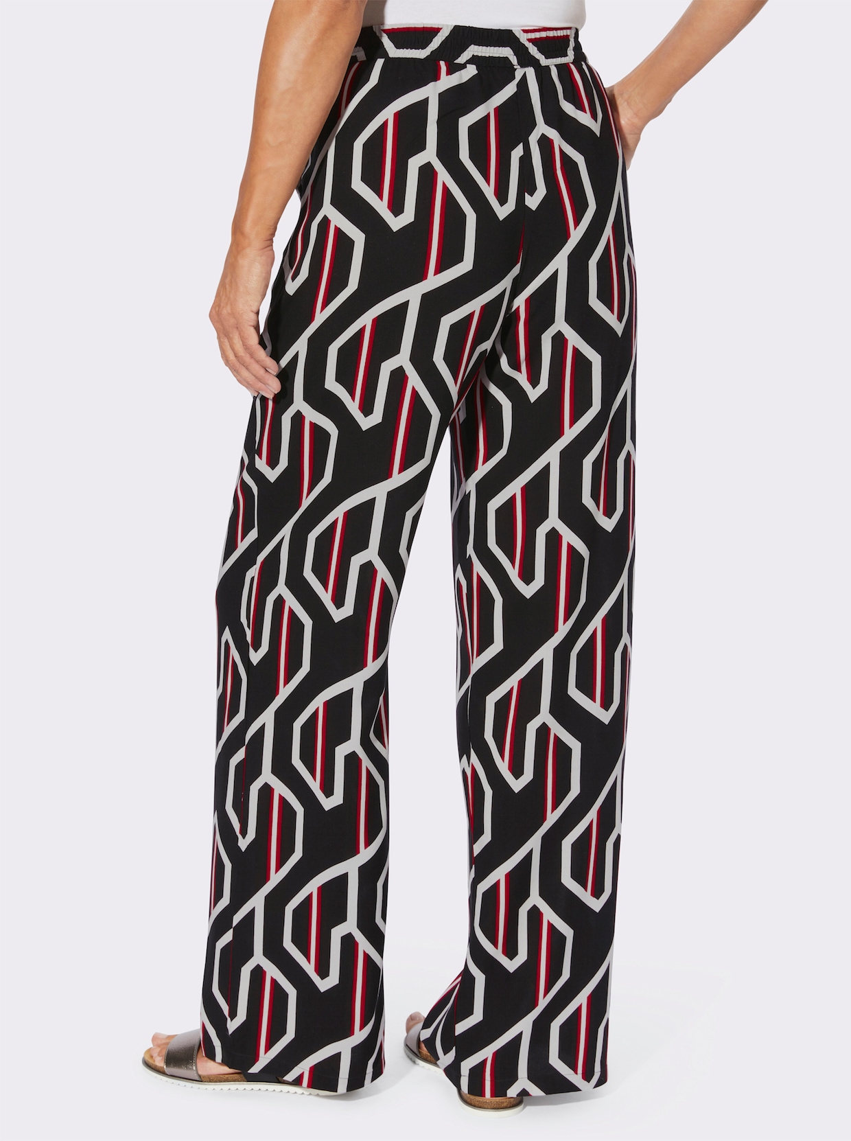 Druckhose - schwarz-rot-bedruckt
