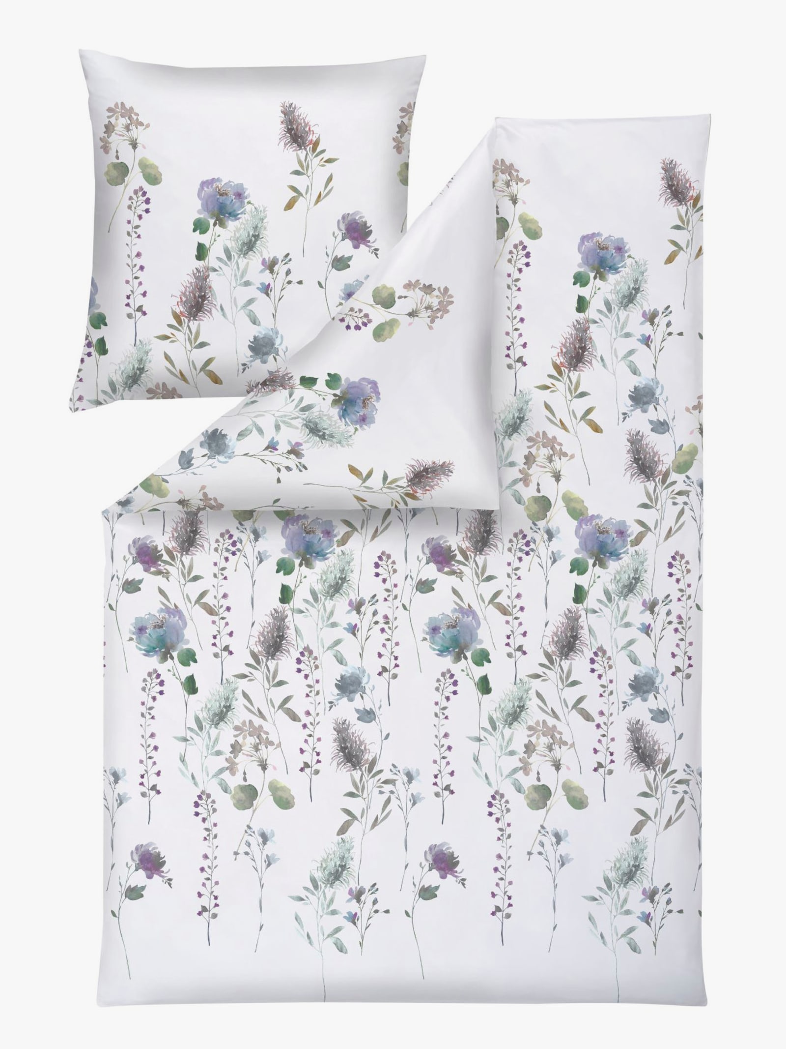 Estella Bettwäsche - weiss-kalkmint-bedruckt