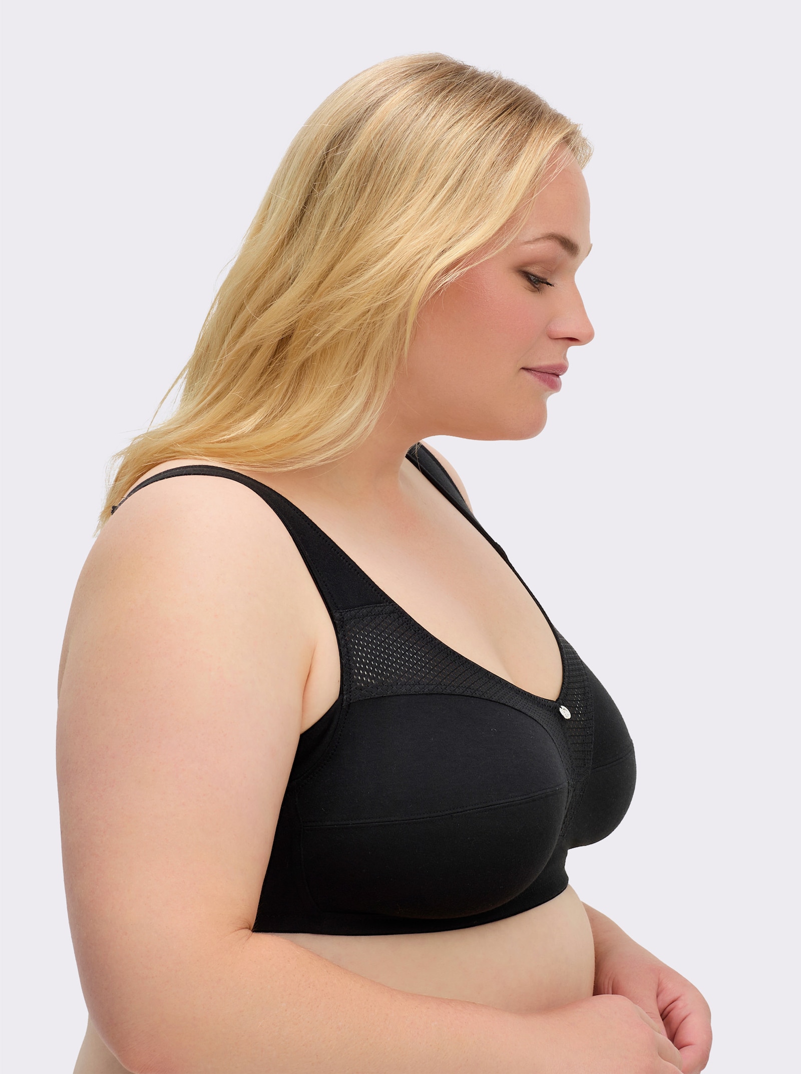 wäschepur Entlastungs-BH ohne Bügel mit breiten Komfortträgern - schwarz