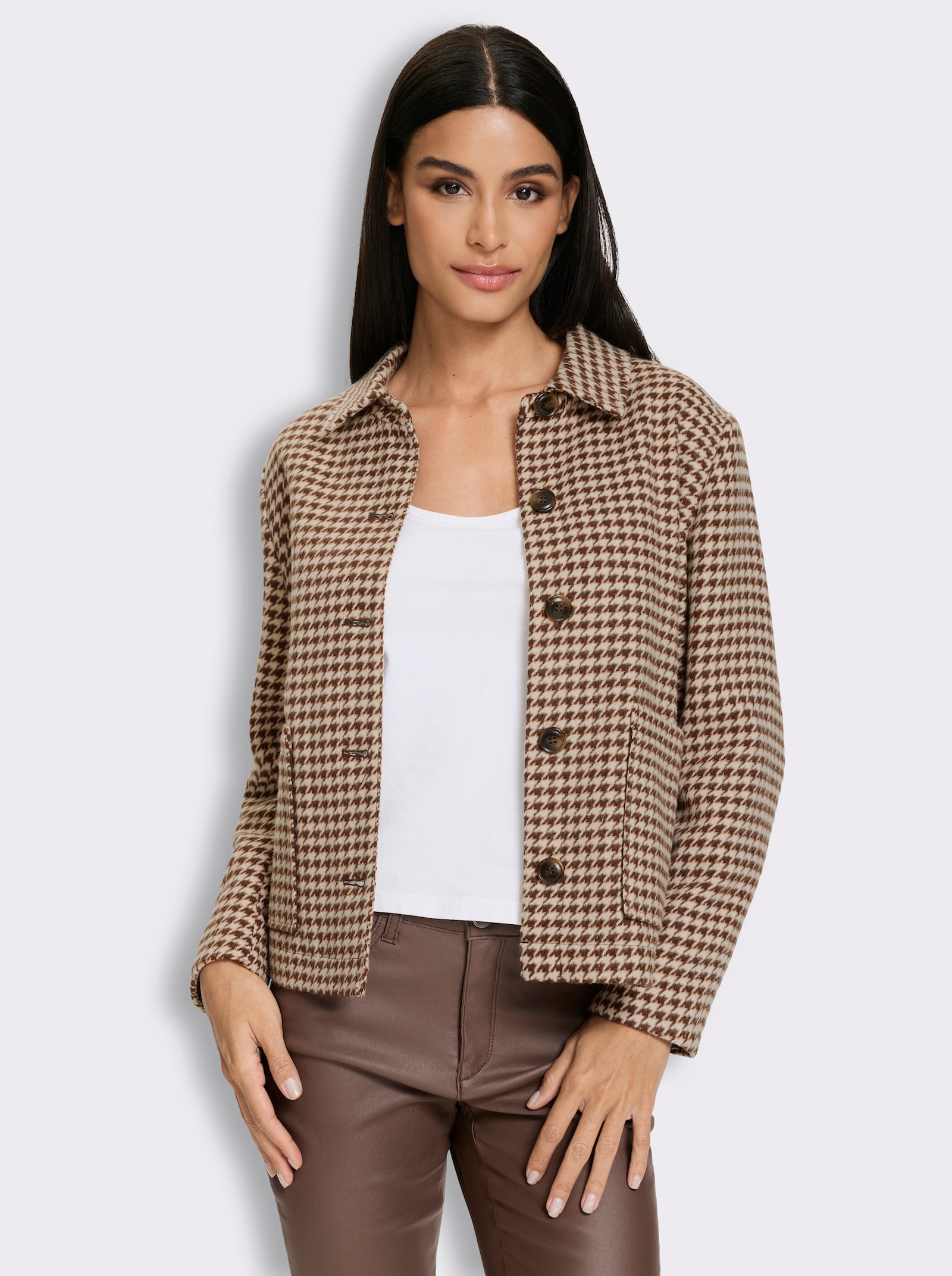 heine Jackenblazer mit Hahnentritt-Dessin - schoko-sand-kariert