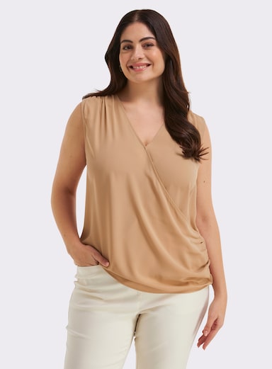 sheego Wickeltop mit eleganten Raffungen - camel