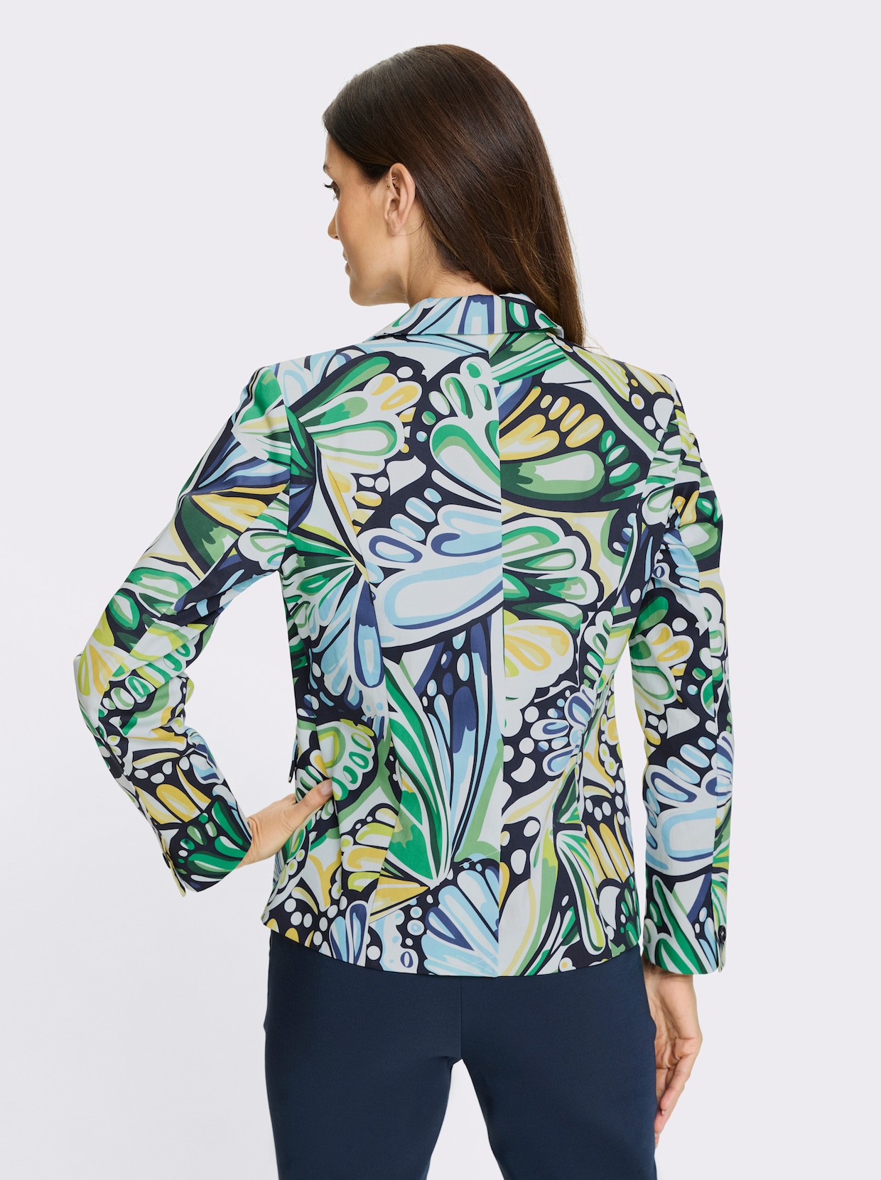 heine Blazer - grasgrün-ecru-bedruckt