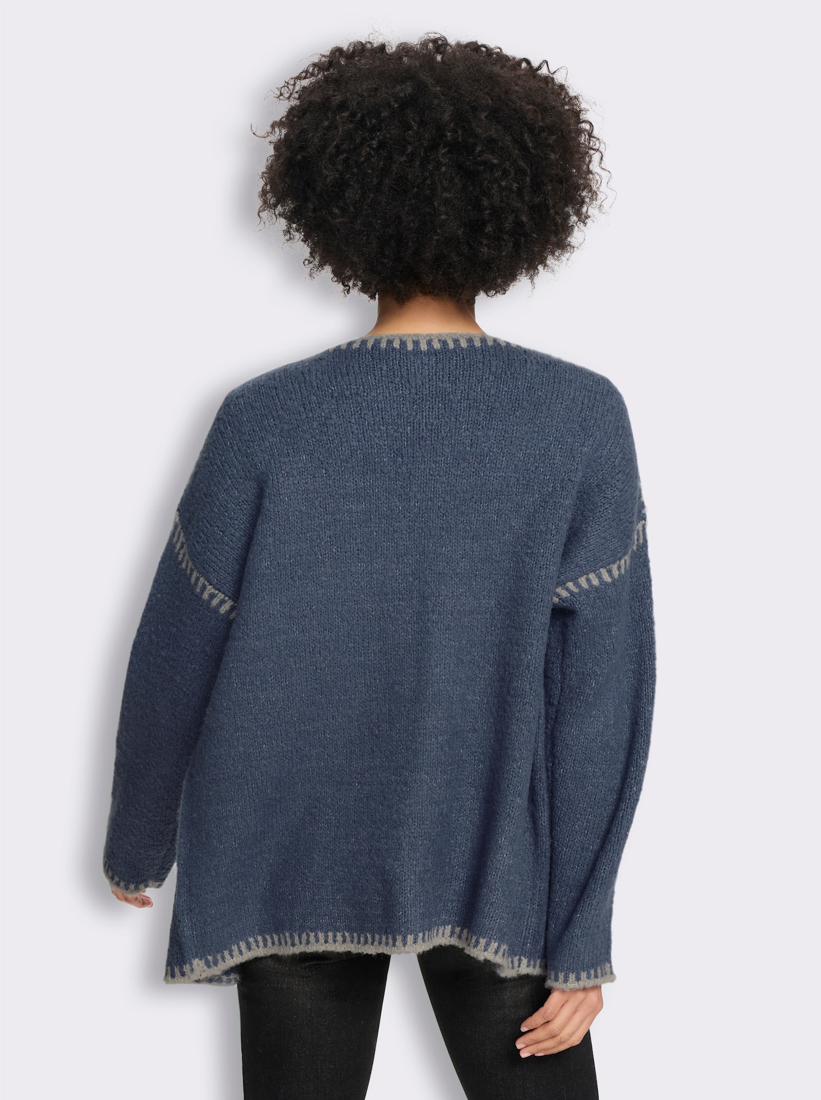 heine Strickjacke mit Kontrast-Details - rauchblau