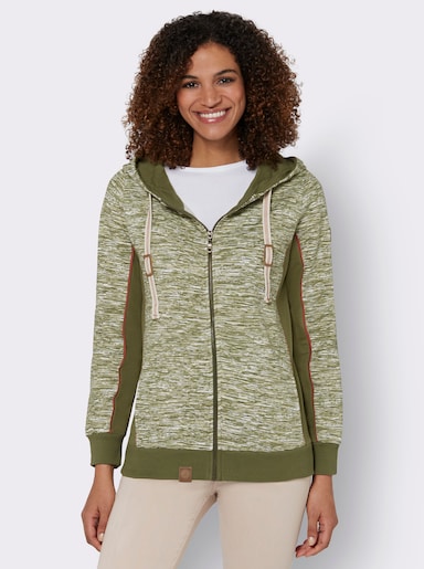 Shirtjacke - olive-weiß-meliert