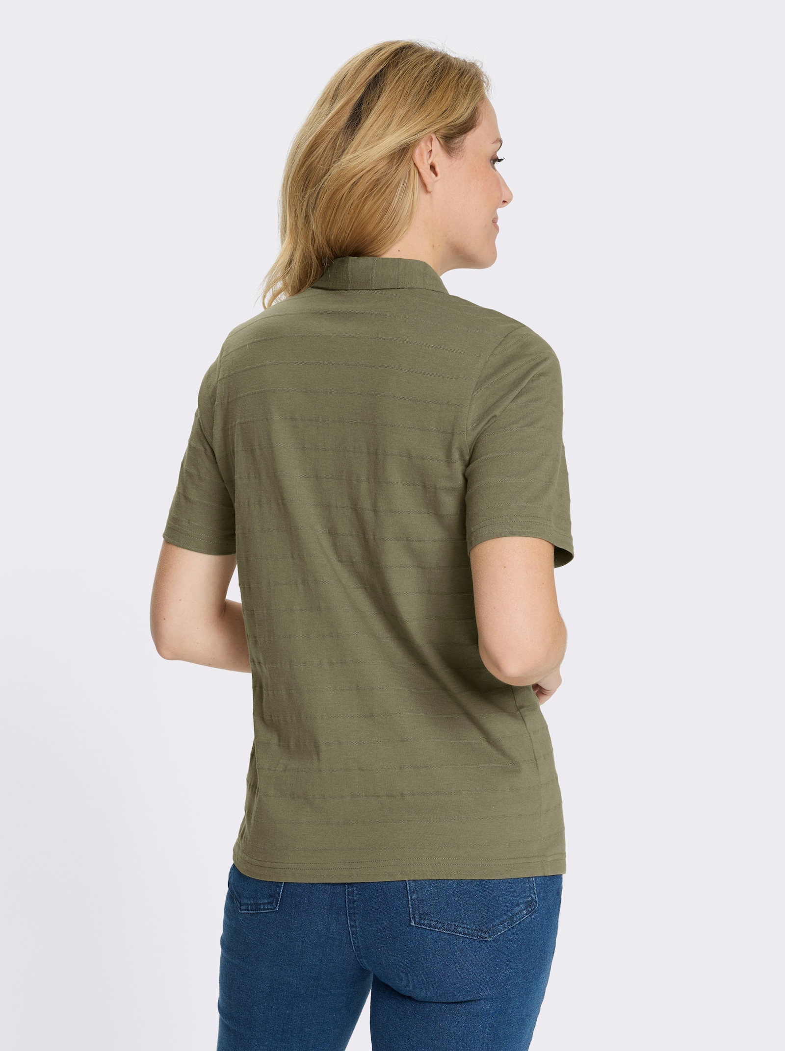 Poloshirt mit kurzer Knopfleiste - khaki