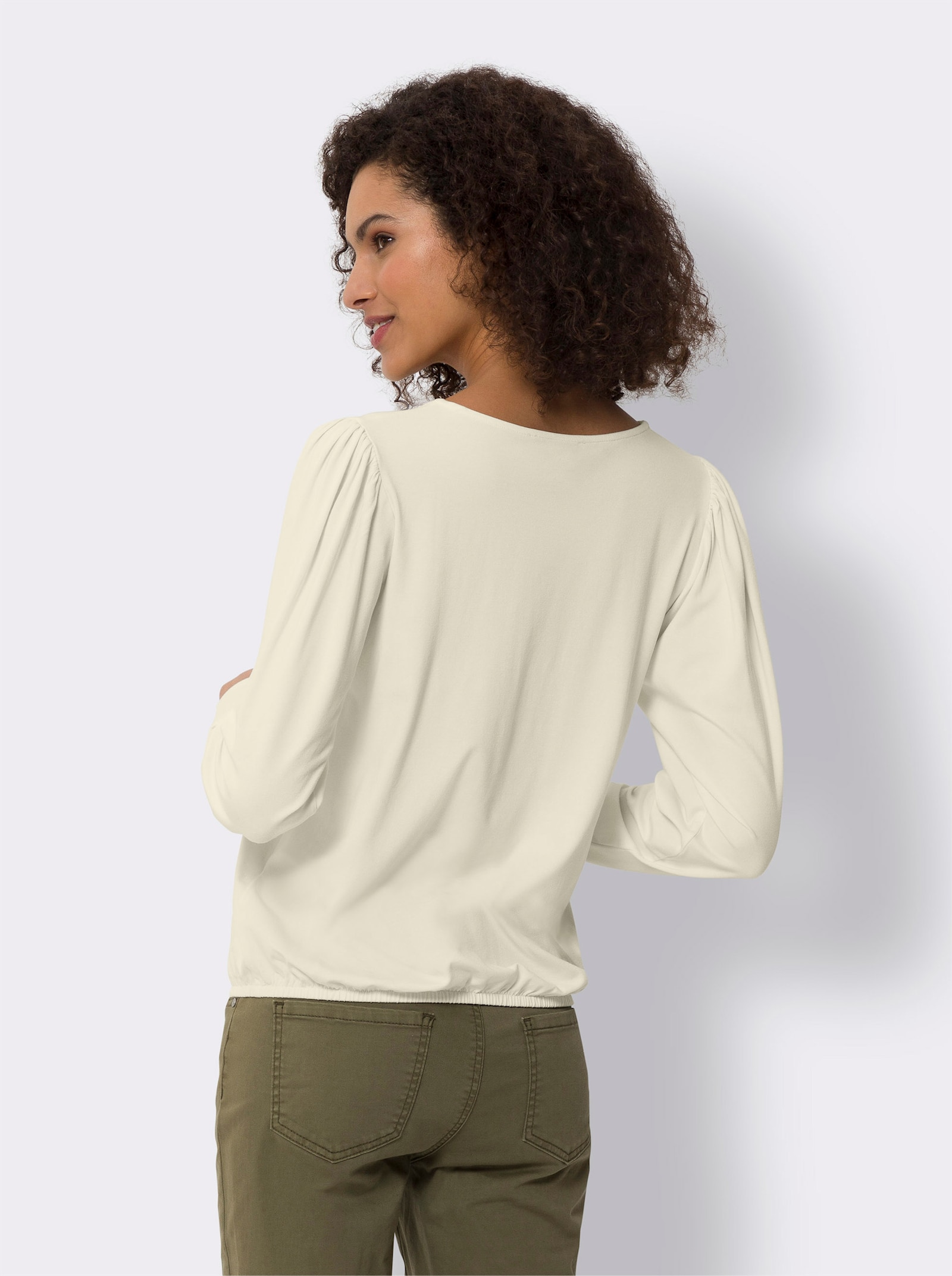 heine Print-Shirt mit langen Puffärmeln - champagner