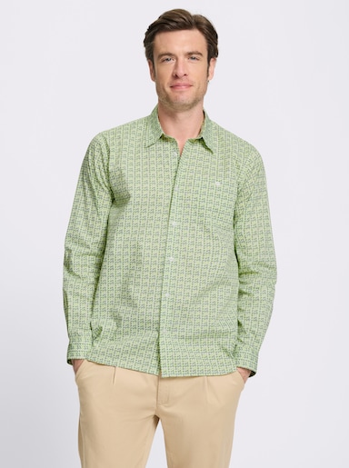 Marco Donati Langarmhemd mit Kentkragen, Baumwolle - eucalyptus-gemustert
