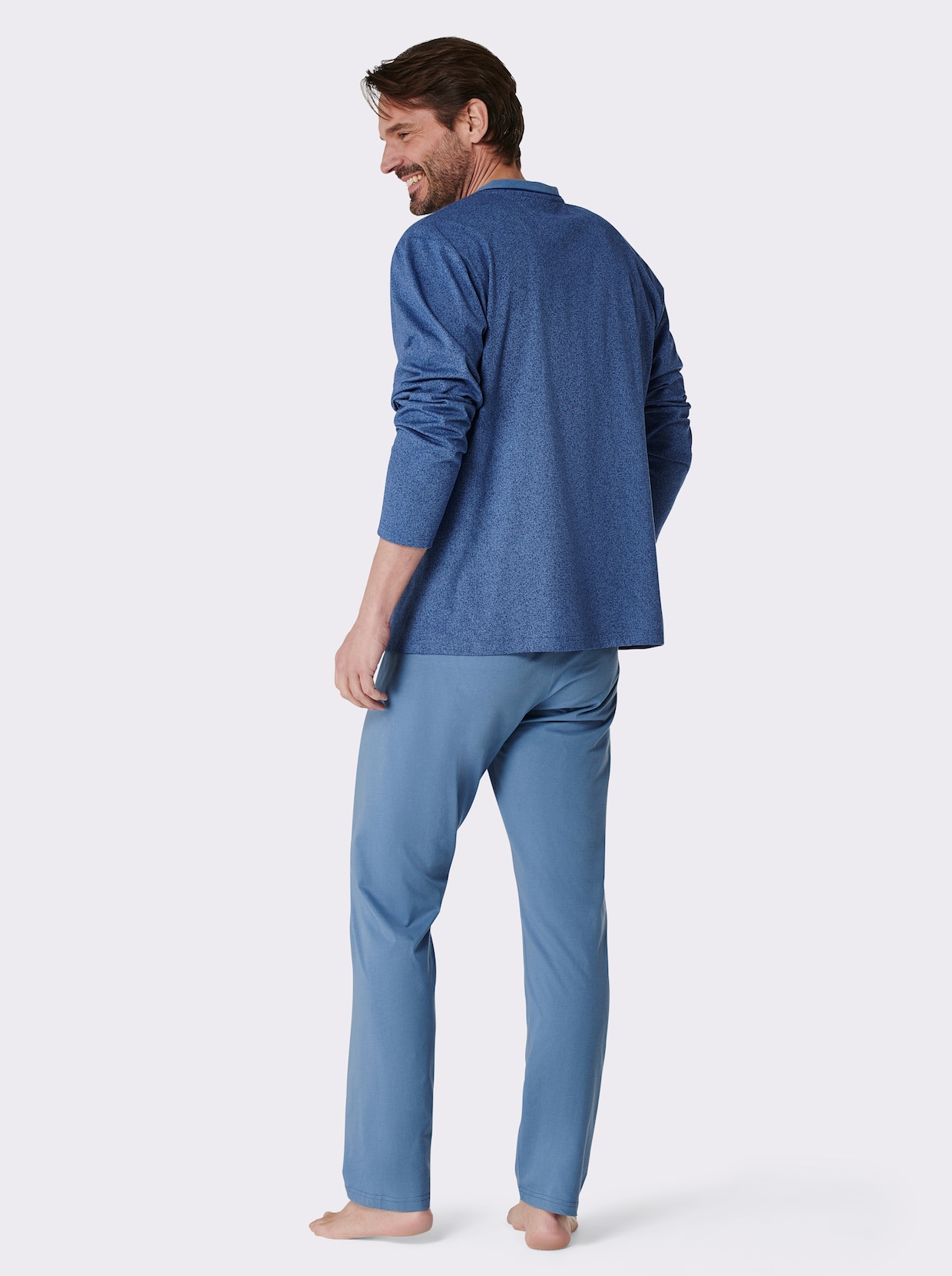 wäschepur men Pyjama - middenblauw geprint