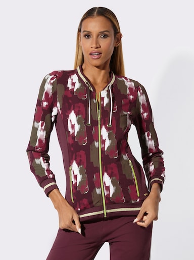 feel good Jacke - burgund-ecru-bedruckt