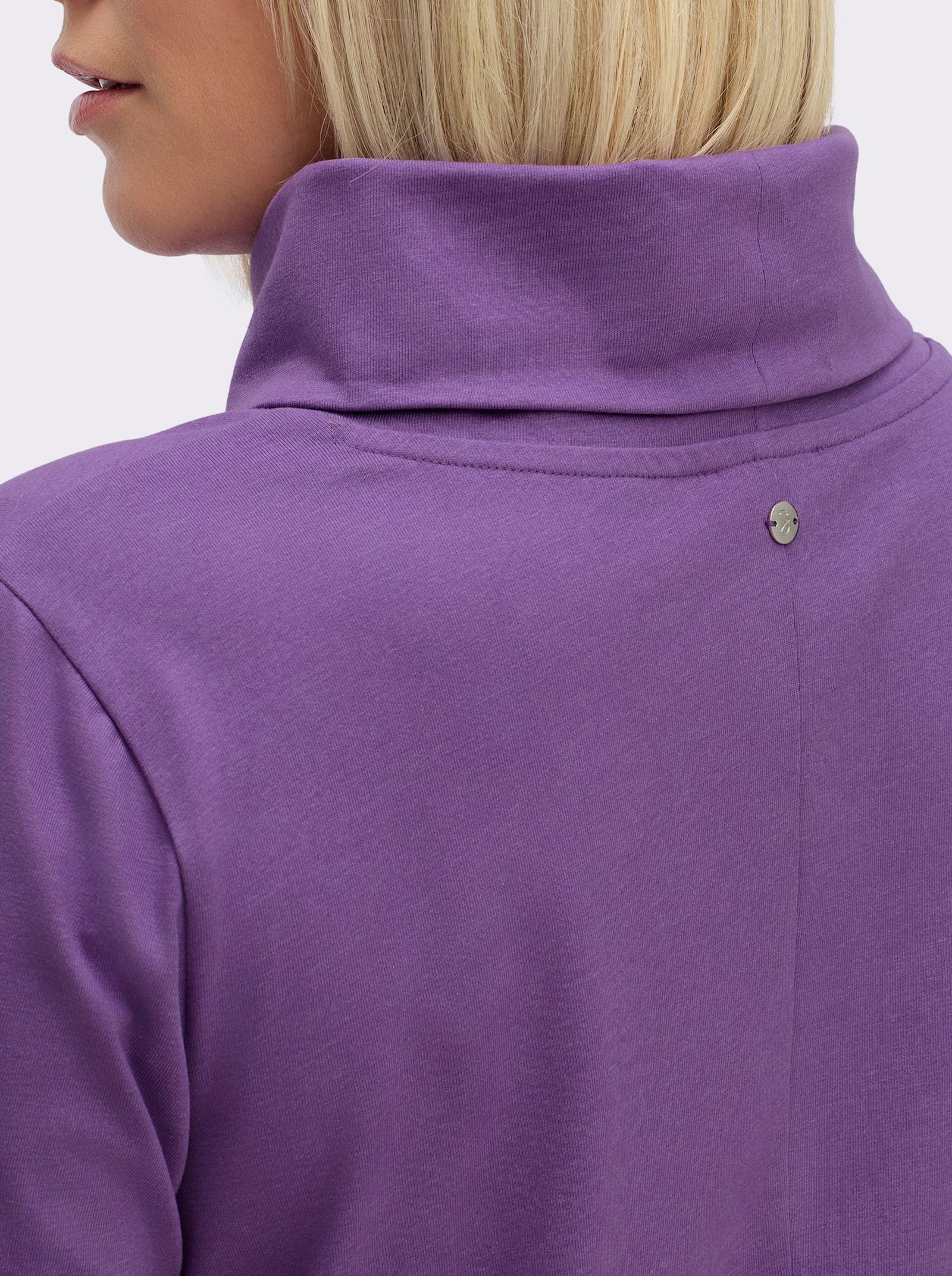 sheego Rollkragenshirt in A-Linie - lila-meliert