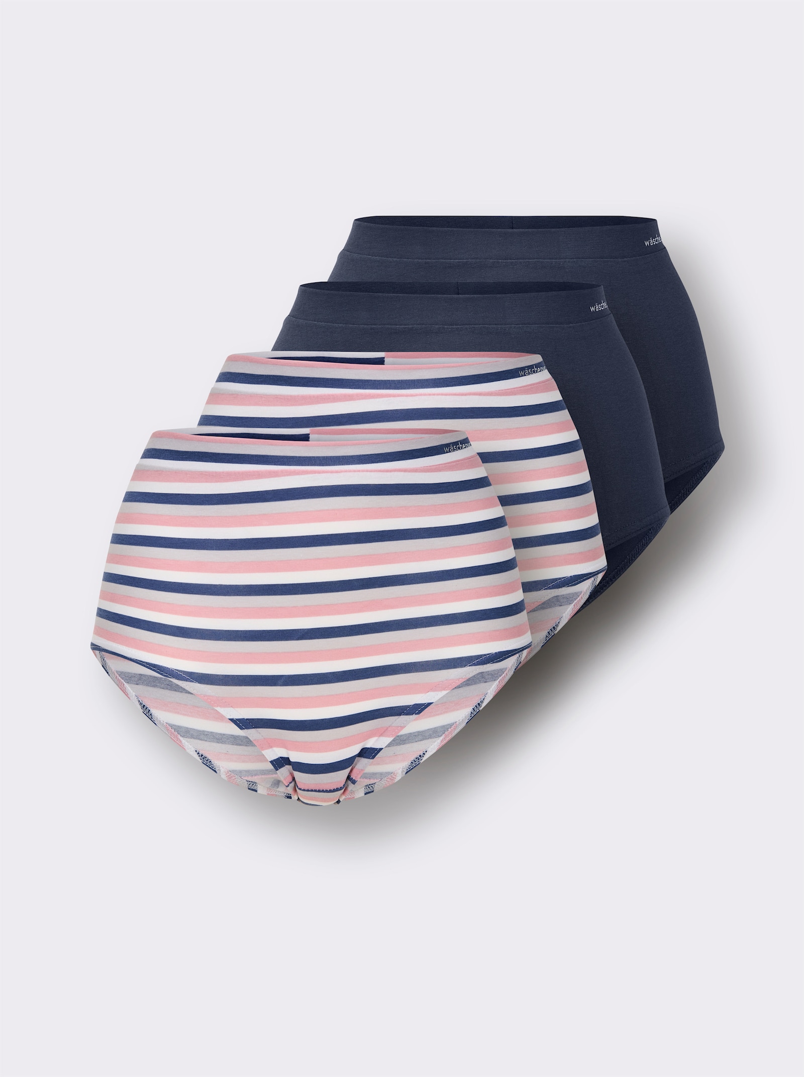wäschepur Taillenslip - 2x weiß-gestreift + 2x rauchblau