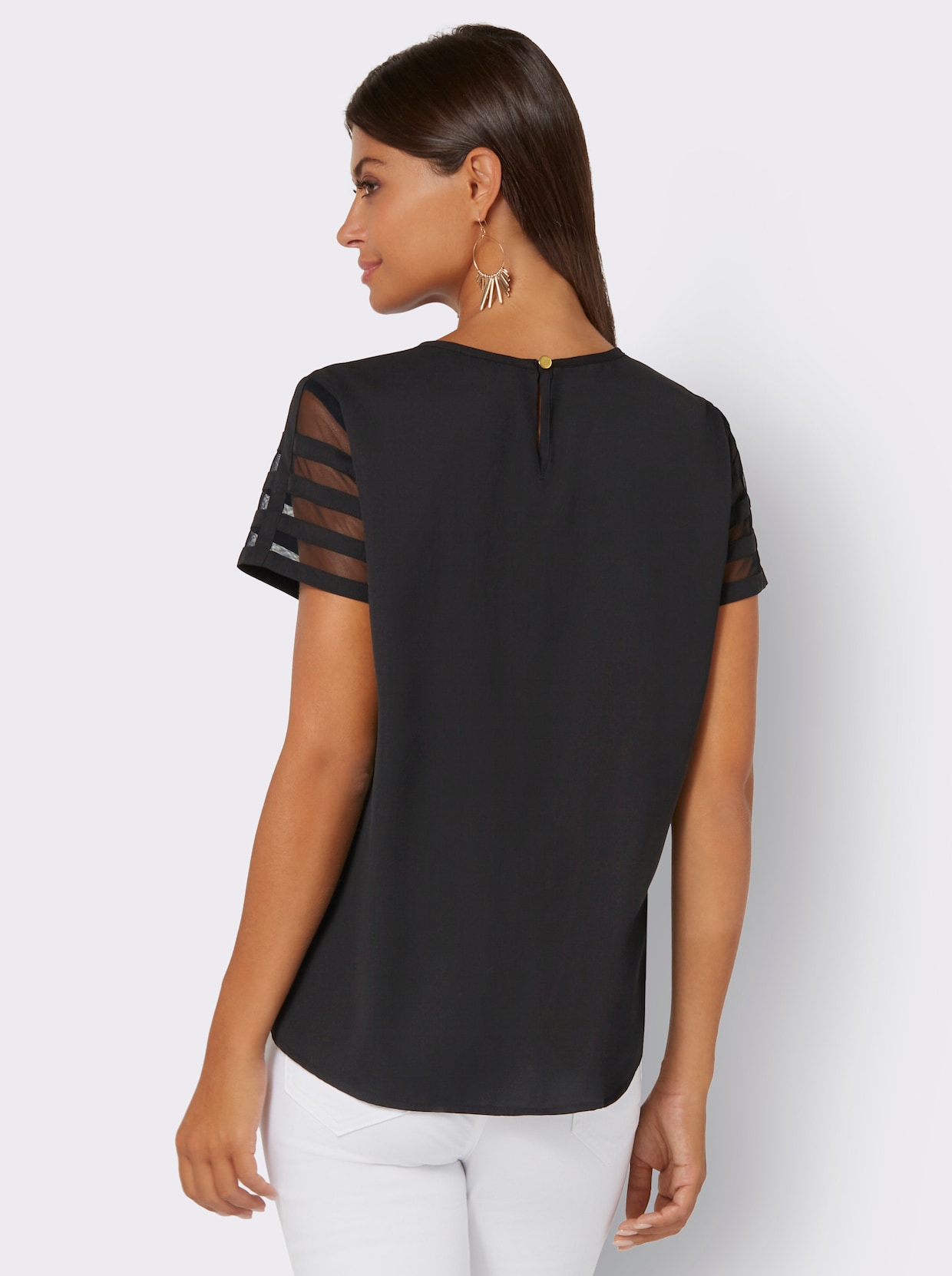 Blouse m. korte mouwen - zwart