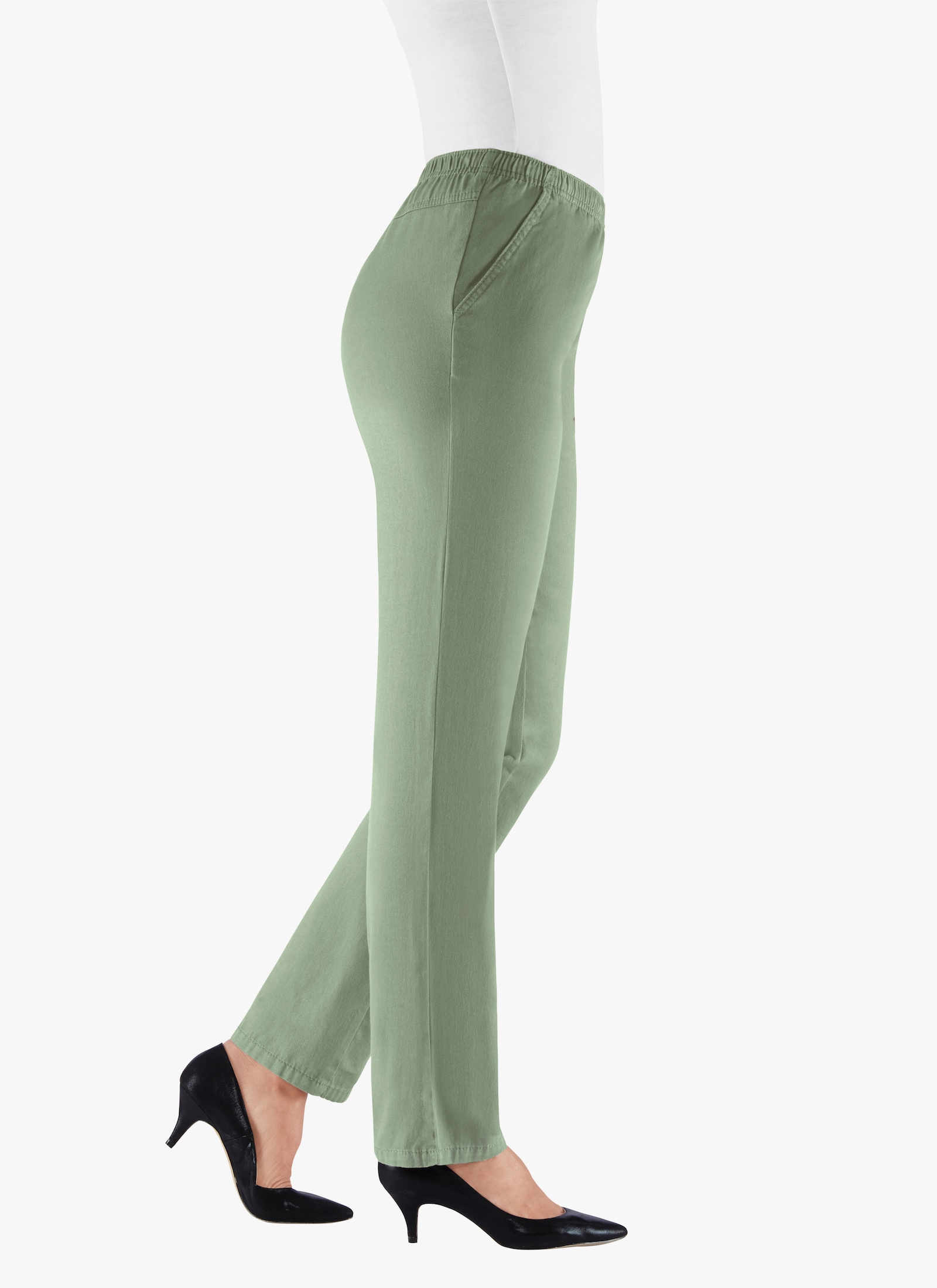 Schlupfjeans mit zwei Seitentaschen - schilf