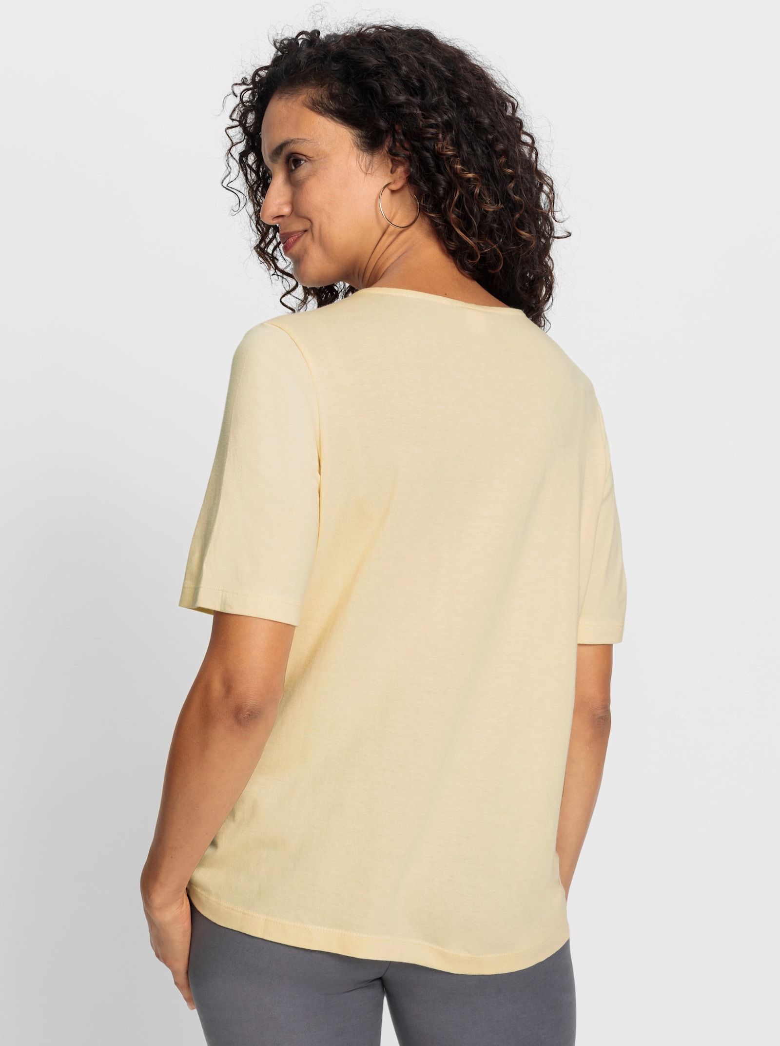 Tunikashirt mit Blütenstickerei - vanille