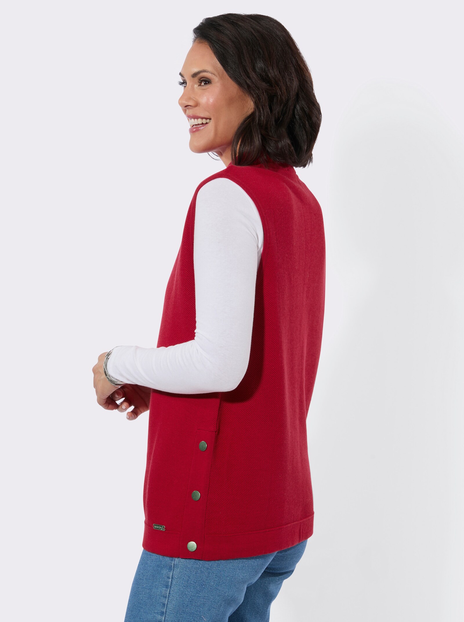 Pullunder mit Ripp-Stehkragen - rot