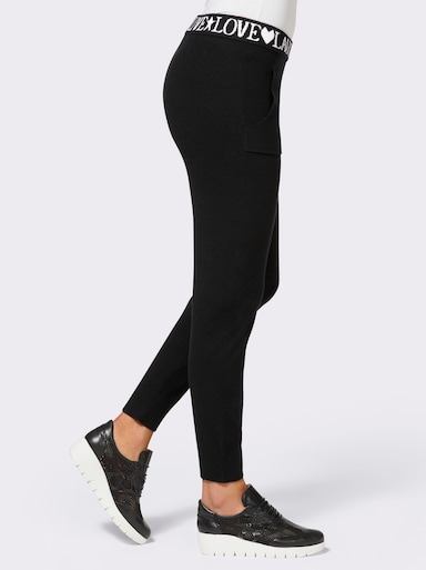 heine Strickhose mit Schriftzug - schwarz