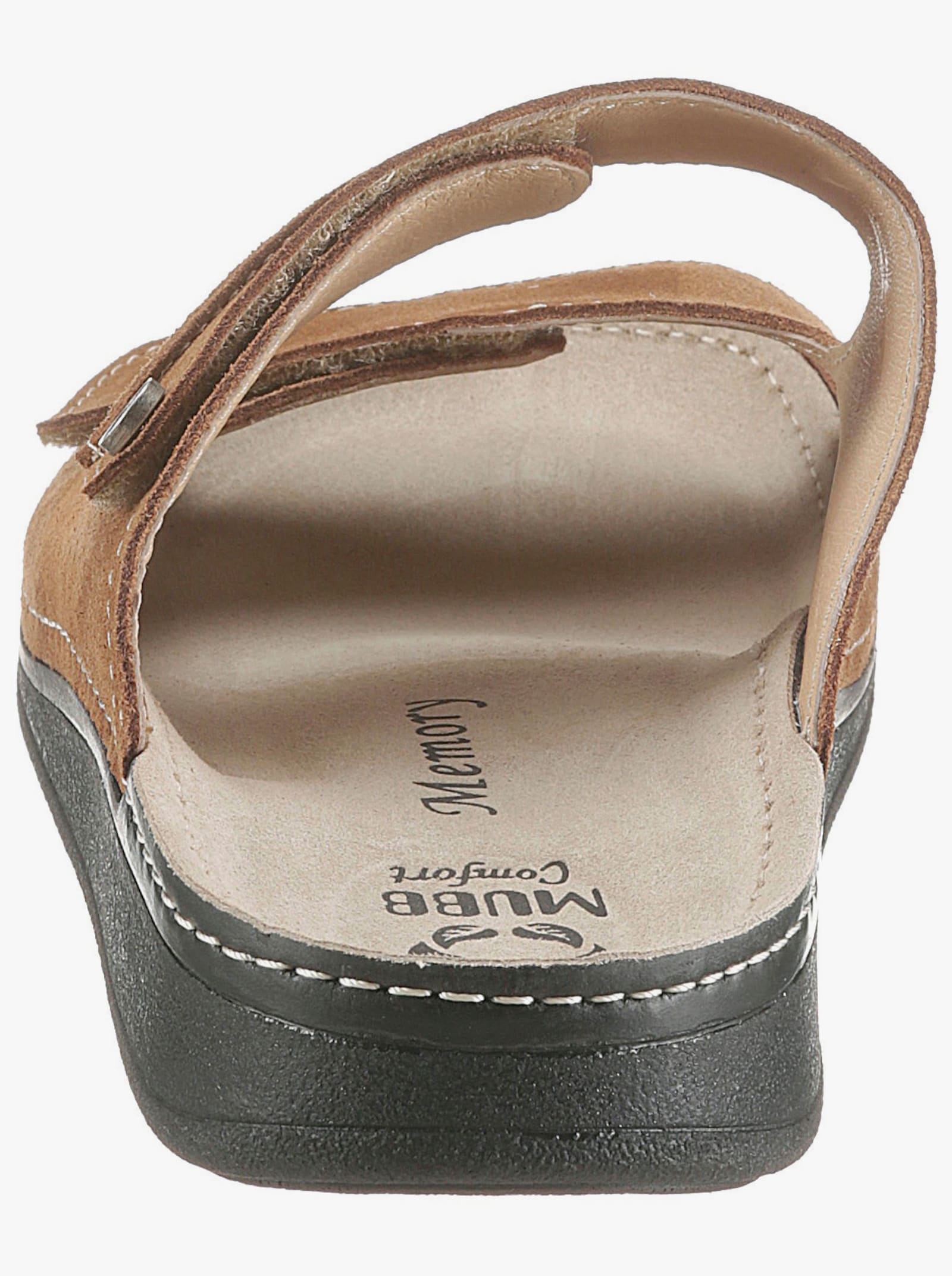 Pantolette mit Memory-Fußbett - cognac