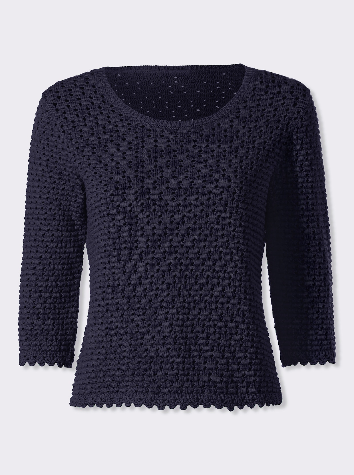 heine 3/4 Arm-Pullover mit Lochmuster - marine