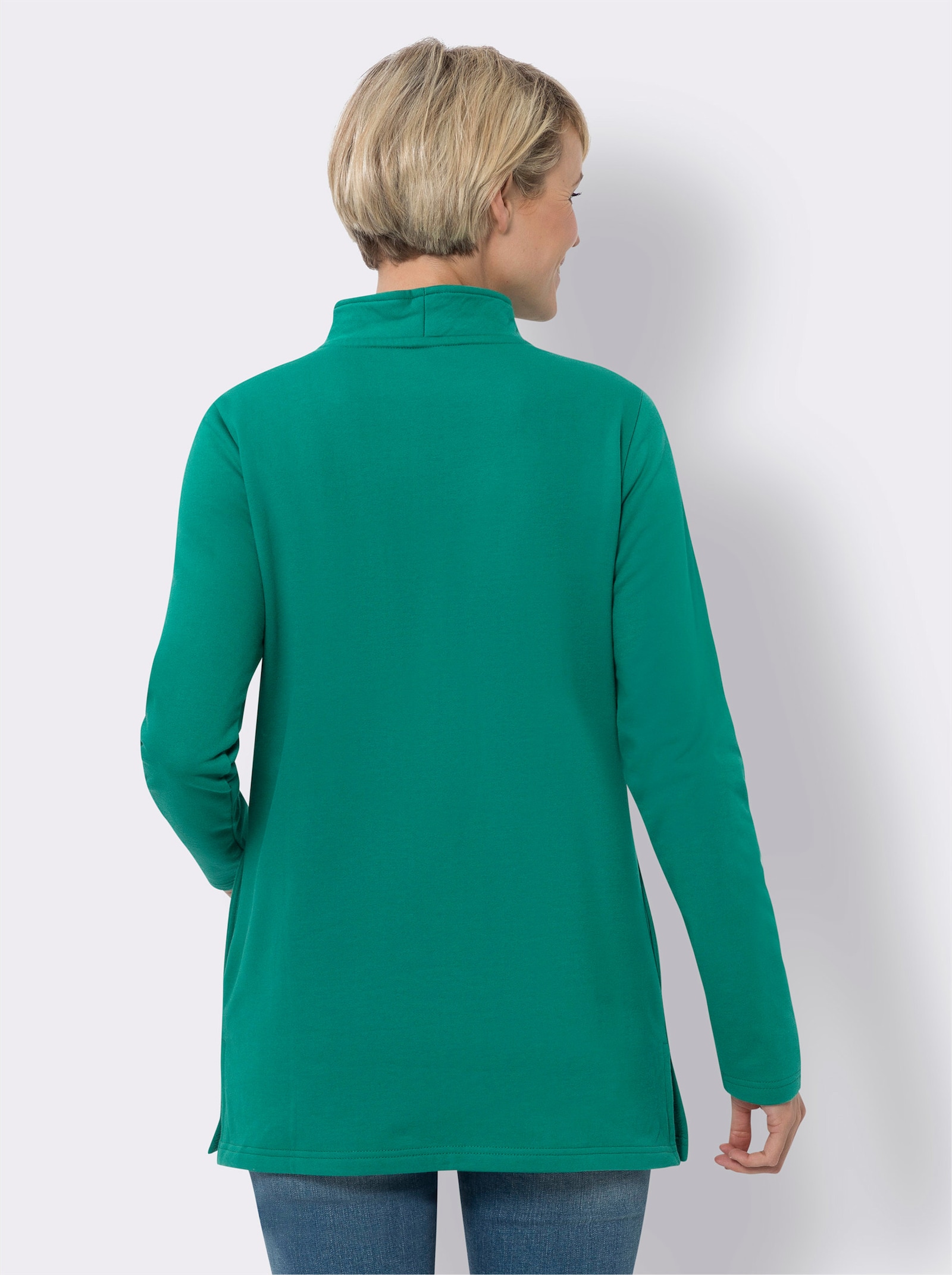 Longsweatshirt mit Troyerkragen - grün