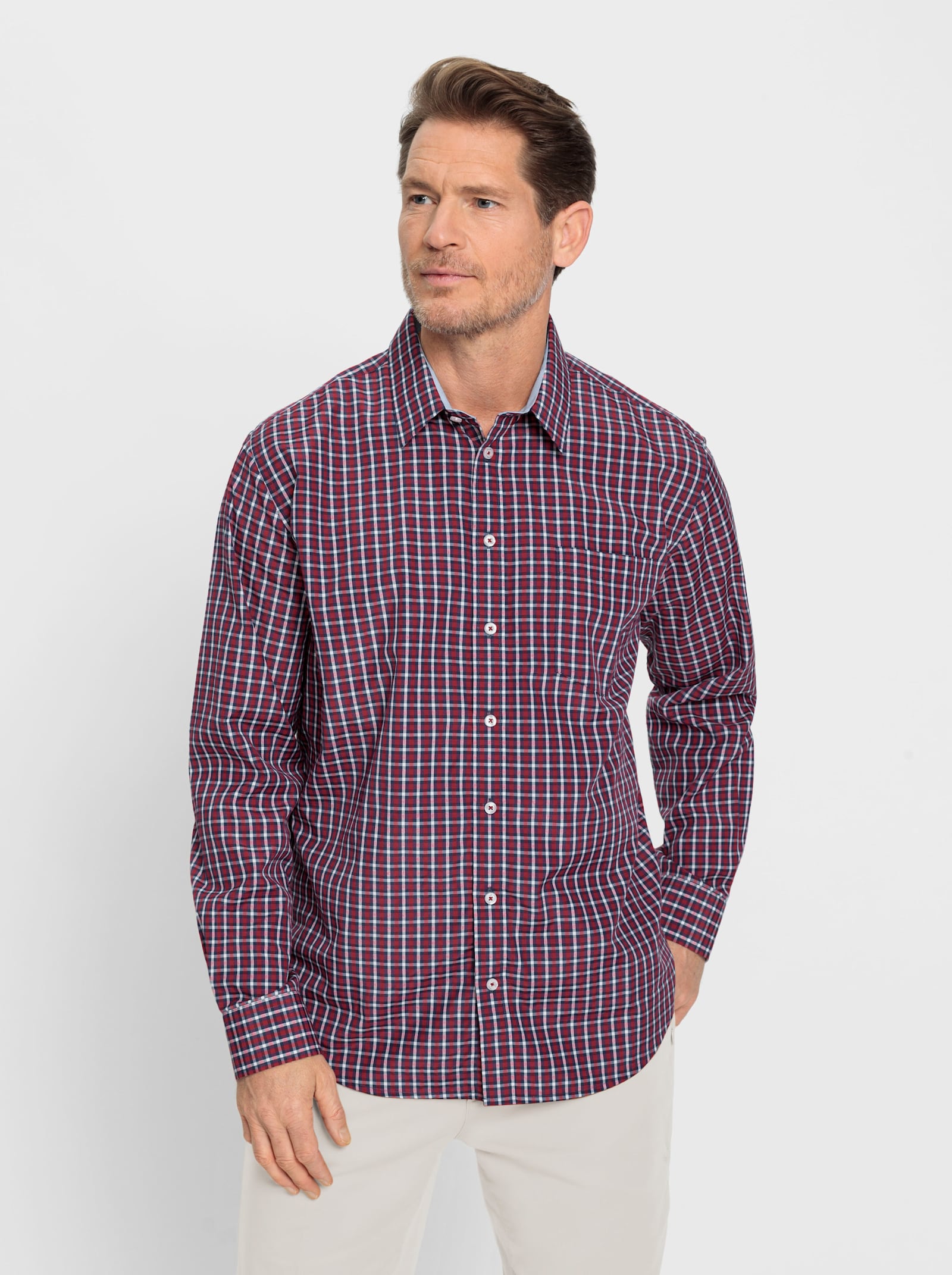 Catamaran Långärmad skjorta - mörkröd, rutig