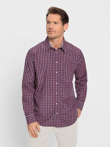 Catamaran Langarm-Hemd - dunkelrot-kariert