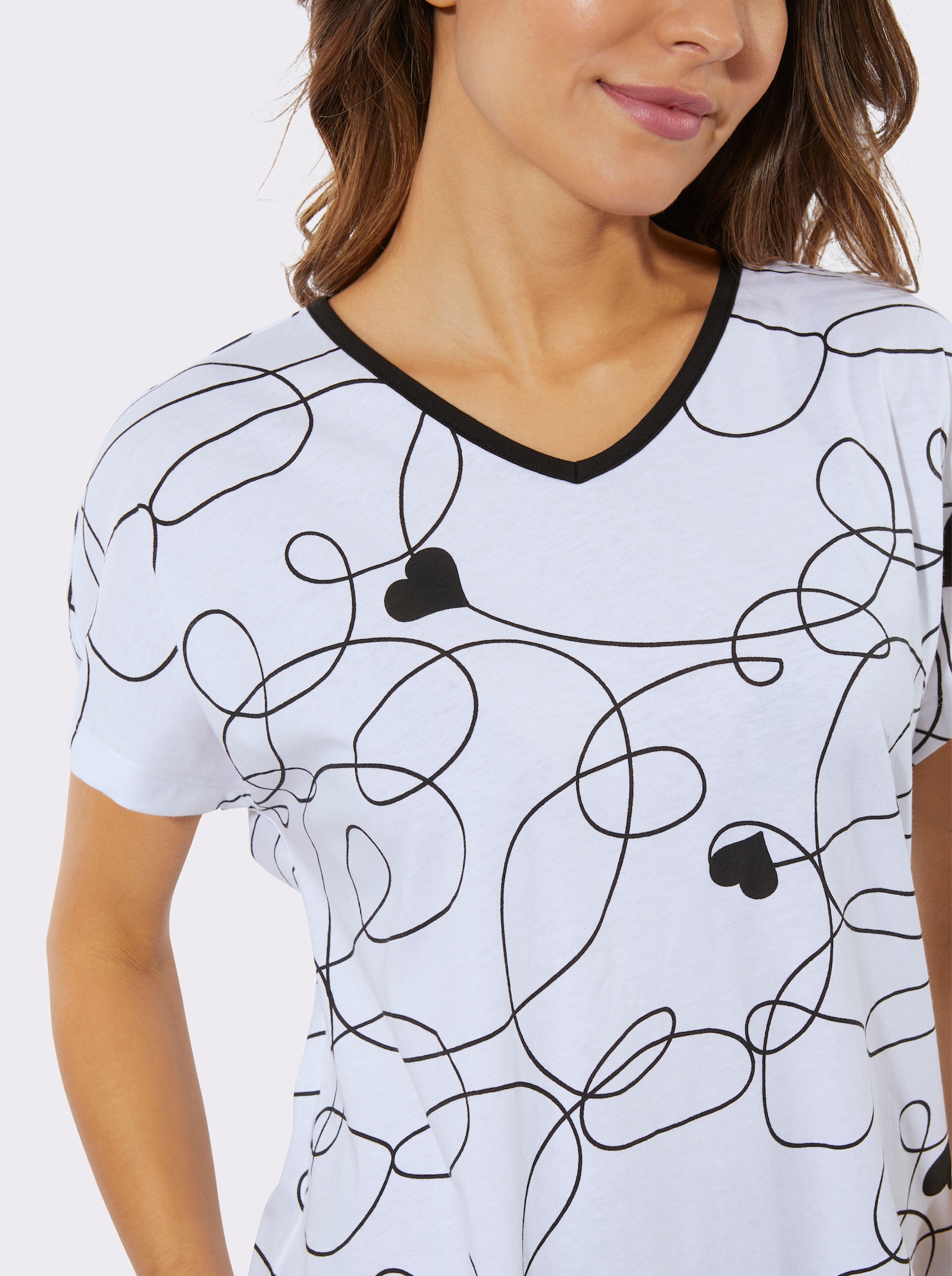 Capri pyžamo, dlhé tričko+legíny - bielo-čierna