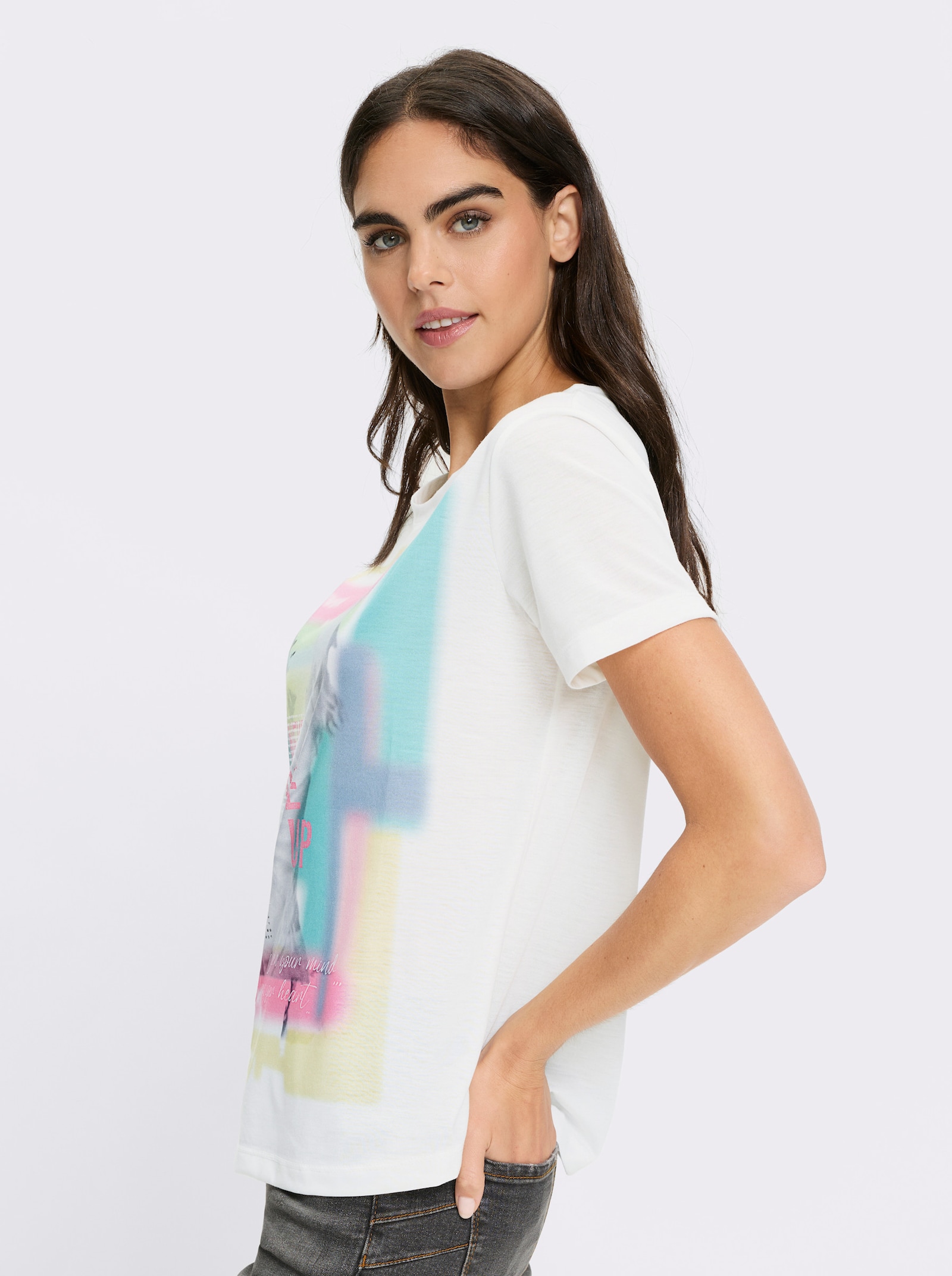 heine T-shirt lich transparant - ecru